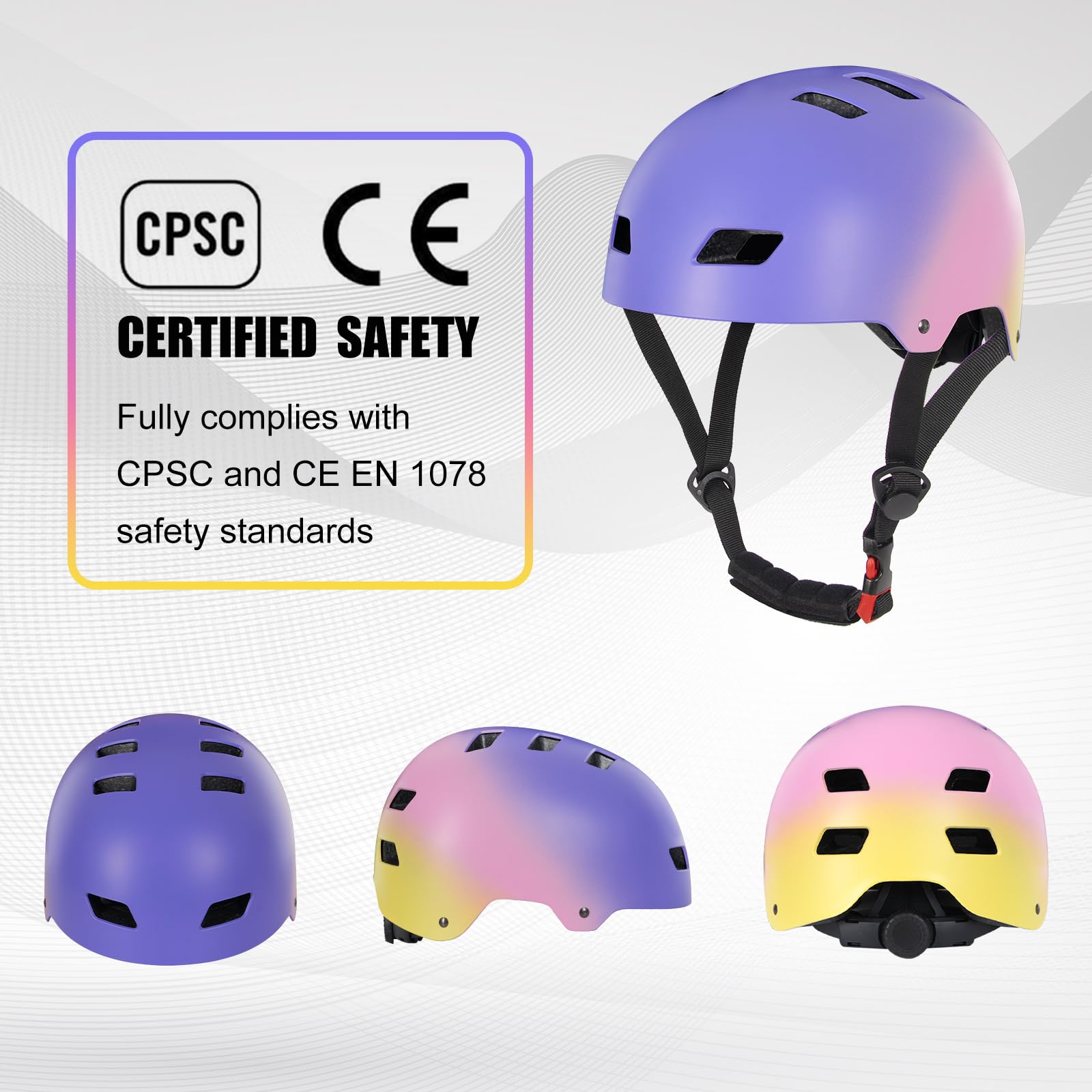 LANOVAGEAR Skateboard Casque de Vélo pour Enfantes et Adultes CE en Certification Réglable Casque pour Trottinette Cyclisme Skate Roller