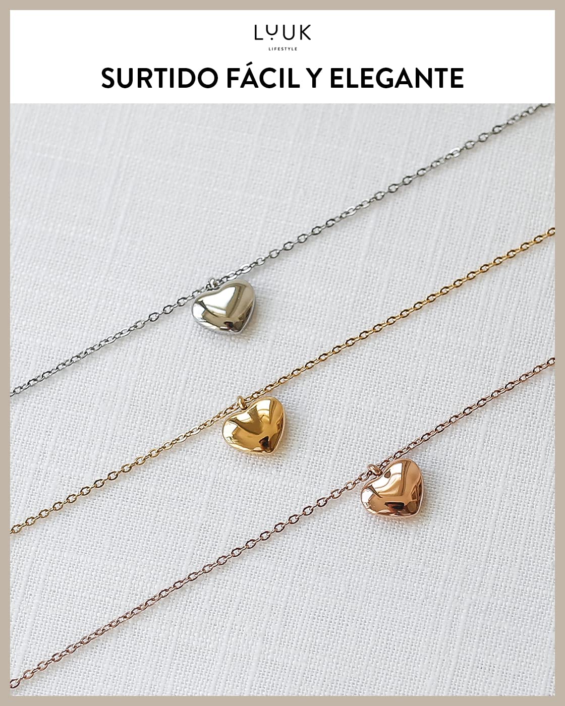 LUUK LIFESTYLE Collar con trébol I Estrella I Ancla I Globo Colgante Idea Regalo y Cadena de la Amistad Tarjeta de Mensaje de Amistad Oro Plata y Rosa
