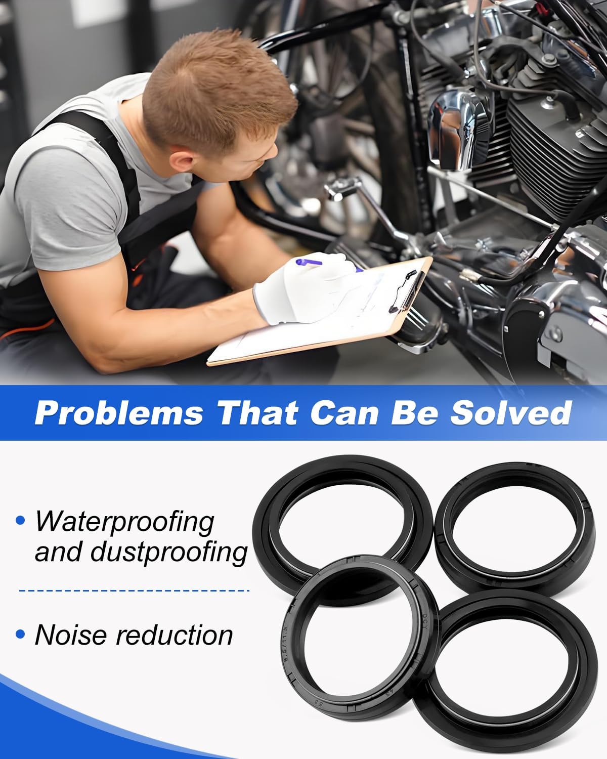 56-126 Fork & Dust Seal Kit Fit for KTM Fit for BMW for Triumph for Husqvarna for Gas‑Gas, Includes 2Pcs Fork Seals & 2Pcs Dust Seals