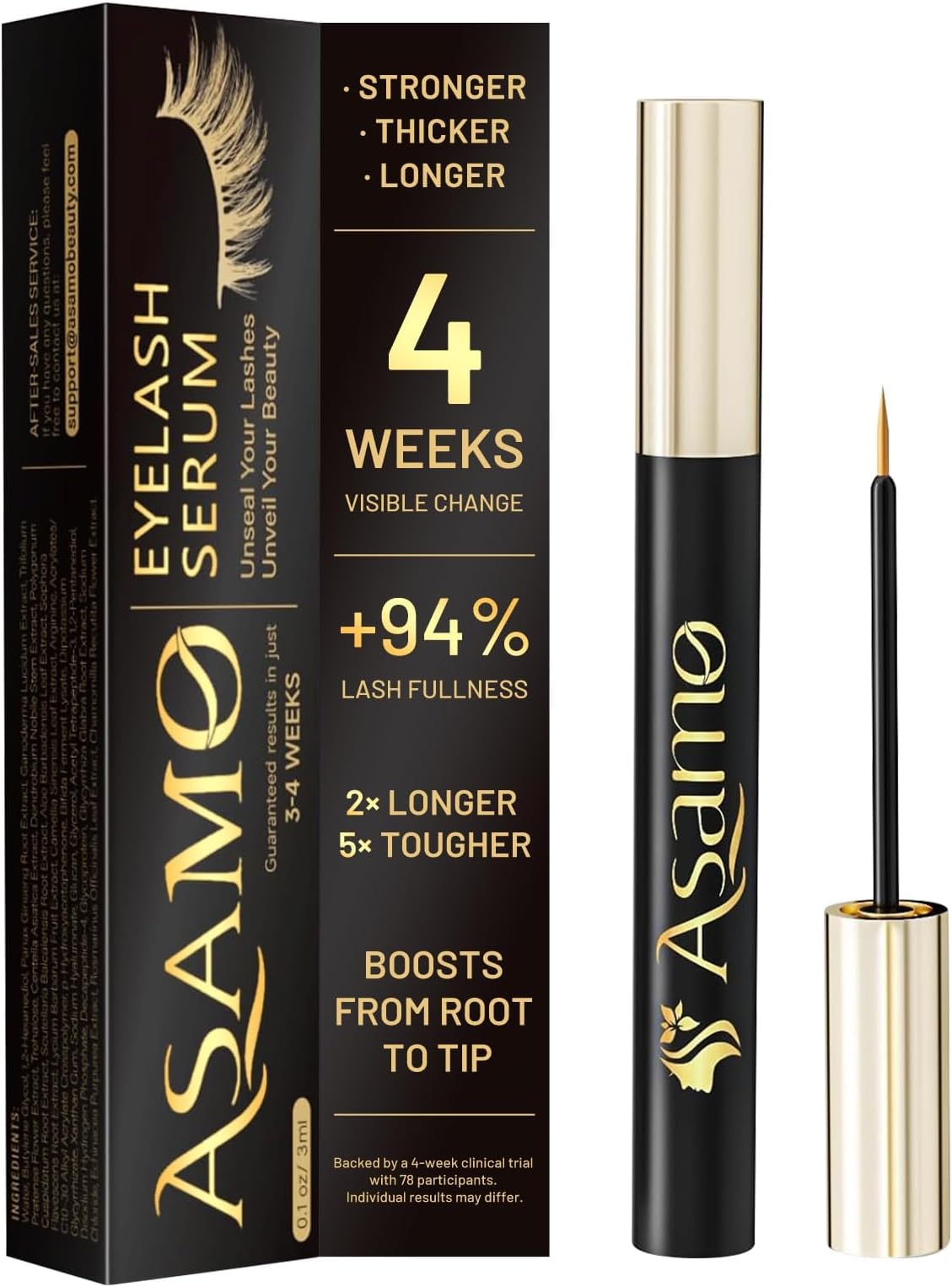 Eyelash Growth Serum – Lash Serum for Eyelash Growth with 15 Plant Extracts for Longer Thicker Fuller Lashes Nourishing Formula to Enhance Natural Beauty Hypoallergenic Oil Free lash growth serum -3ml