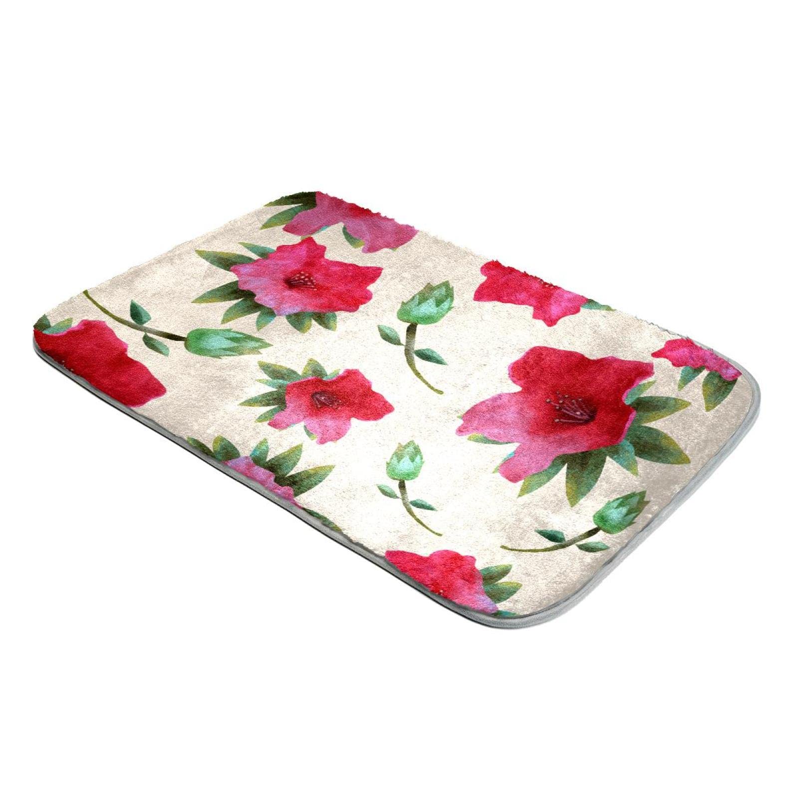 Tapis fausse fourrure fleurs rouges grand format salon et chambre