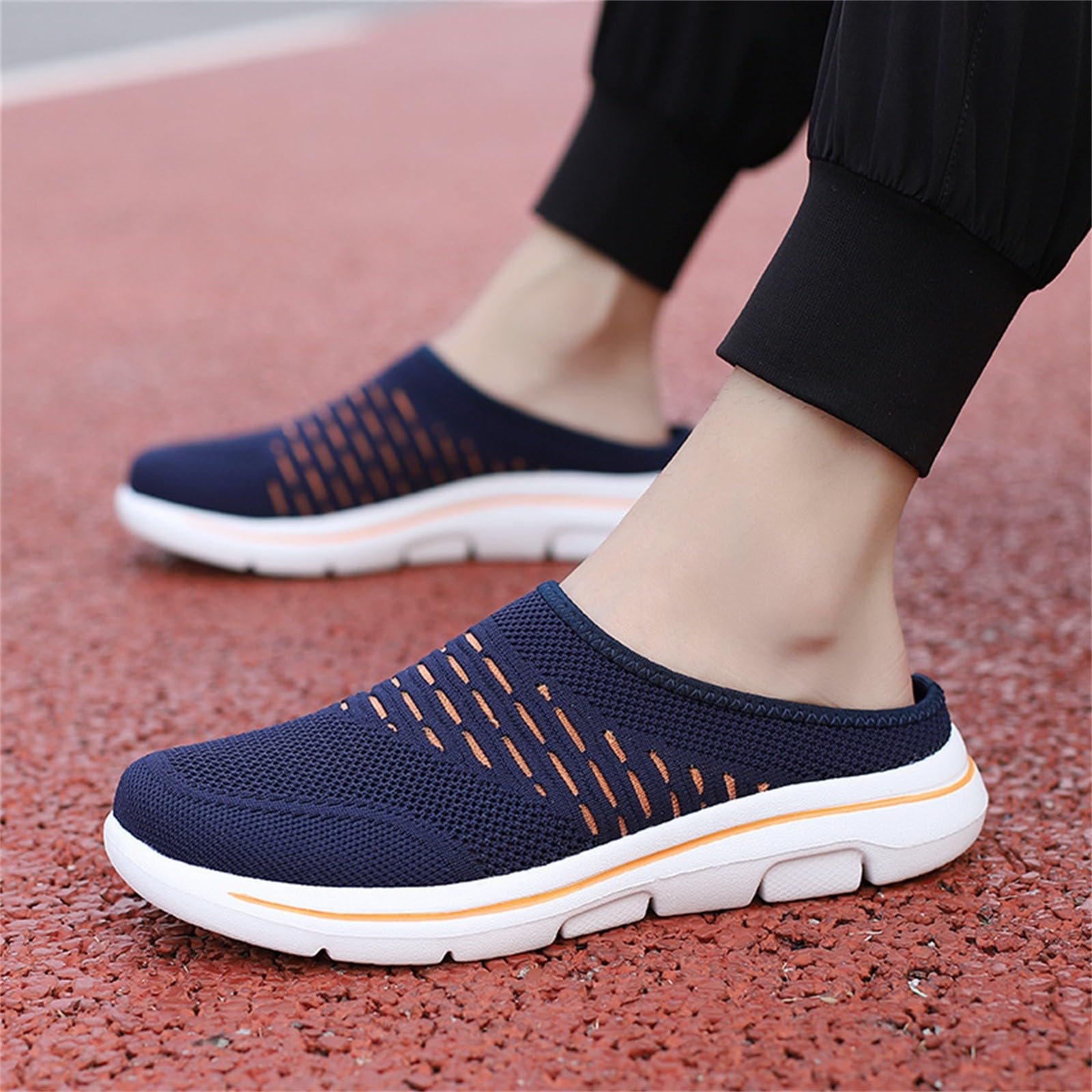 Baskets à enfiler pour homme - Ouvertes à l'arrière - Sabots et mules pour chaussures de sport en maille - Amortissement - Semelle épaisse - Chaussures de loisirs - Chaussures de marche confortables