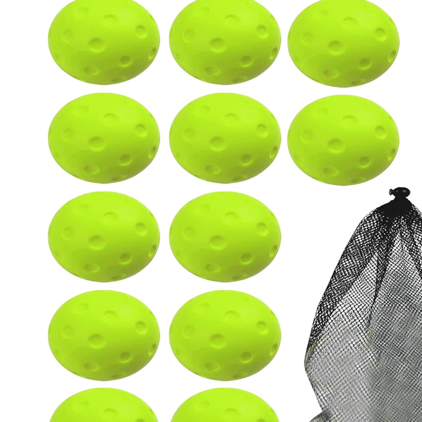 12 Pelotas de Pickleball Silenciosas, Suaves Y de, de Espuma de Poliuretano de Colores Brillantes, con Bolsa de Malla, para Principiantes