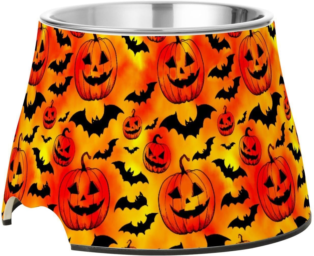 Pumpkin Bats Halloween Pet Bowl Elevated Dog Bowls with Stainless Steel, Raised Dog Bowl for Comfortable Feeding and Easy Cleaning, for Pets.23301649