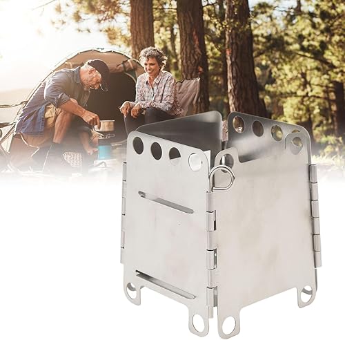 Miniatura 5 de Estufa de leña portátil Estufa de camping de acero inoxidable Estufa ultraligera para campamento mini estufa plegable de bolsillo para mochileros