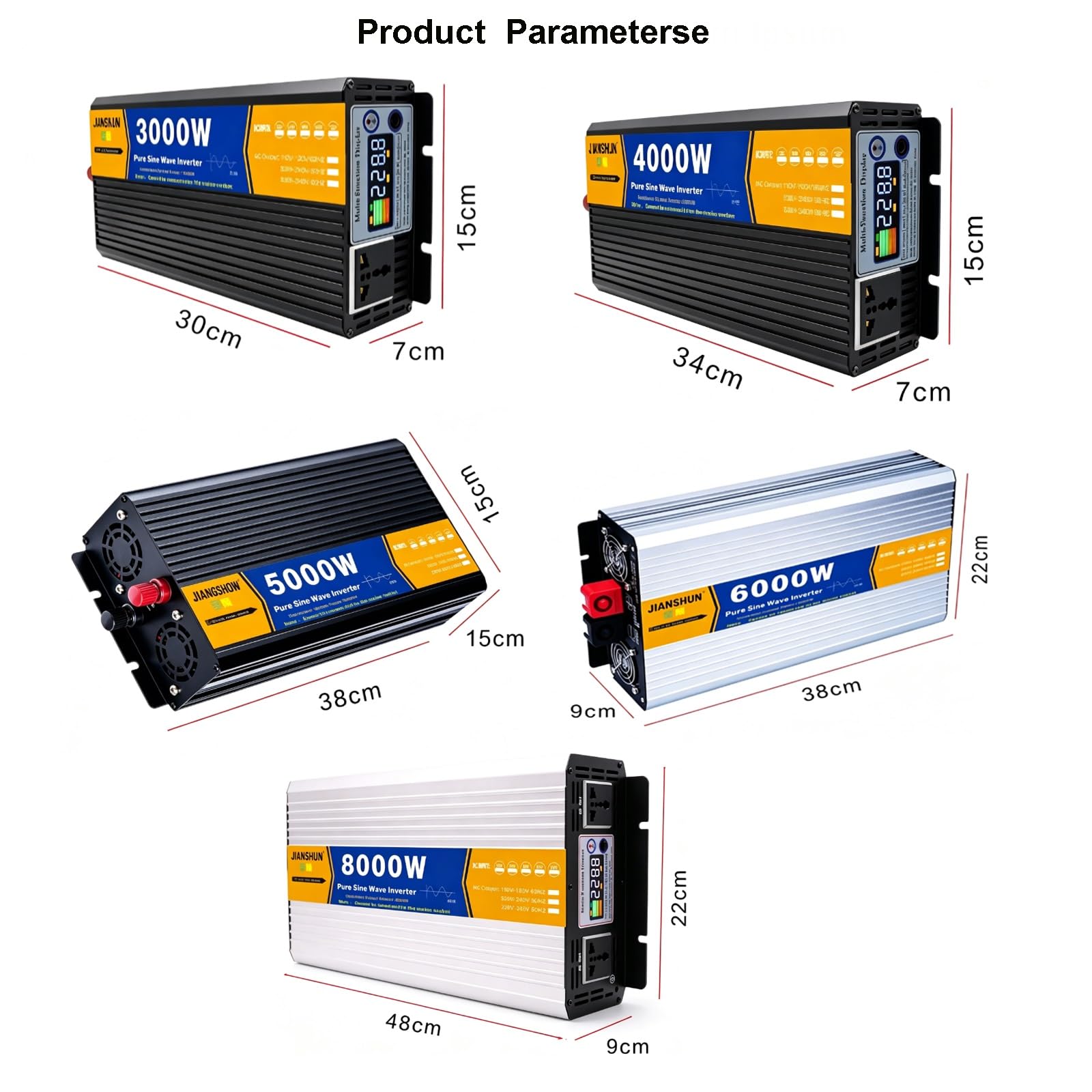 6000W/8000W Pure Sine Wave Power Inverter DC 12V/24V to AC 220V