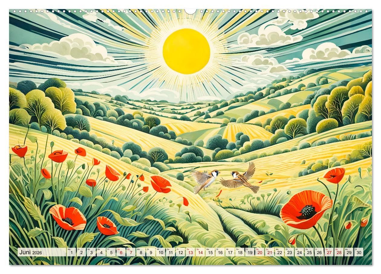 Pfade zum Horizont - Pastellträume der Natur in allen Jahreszeiten (hochwertiger Premium Wandkalender 2026 DIN A2 quer), Kunstdruck in Hochglanz: ... Wiesen und verborgene Wunder (CALVENDO Orte)