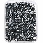 GOTDYA 5mm-300pcs Hair Extension Beads,Silicone Lined Micro Rings,I Tip MicroLink Weft Beads for Hair Extensions,Black