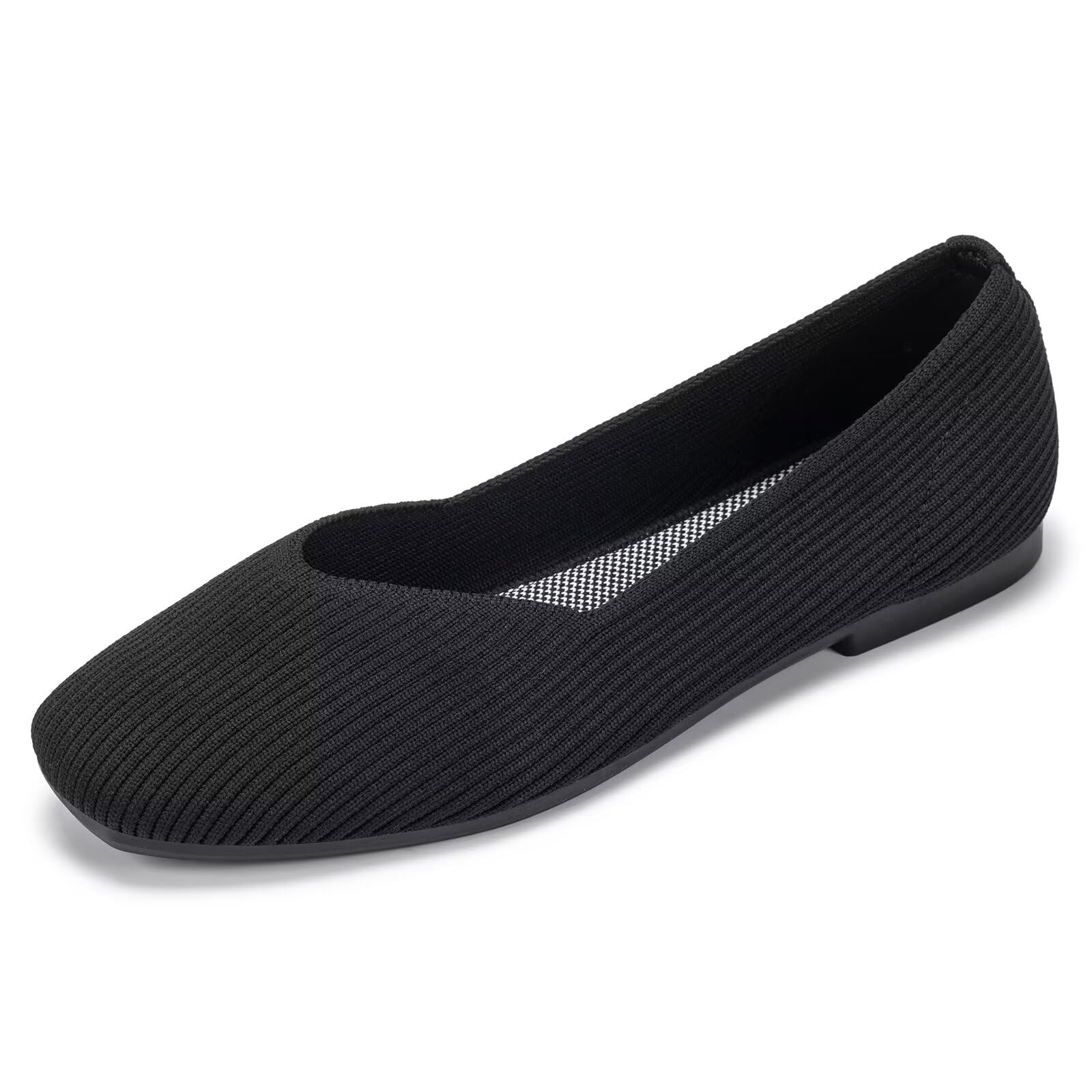 Frank Mully Ballerine da donna con punta quadrata, slip-on, scarpe da balletto, comode da donna, con scollo a V