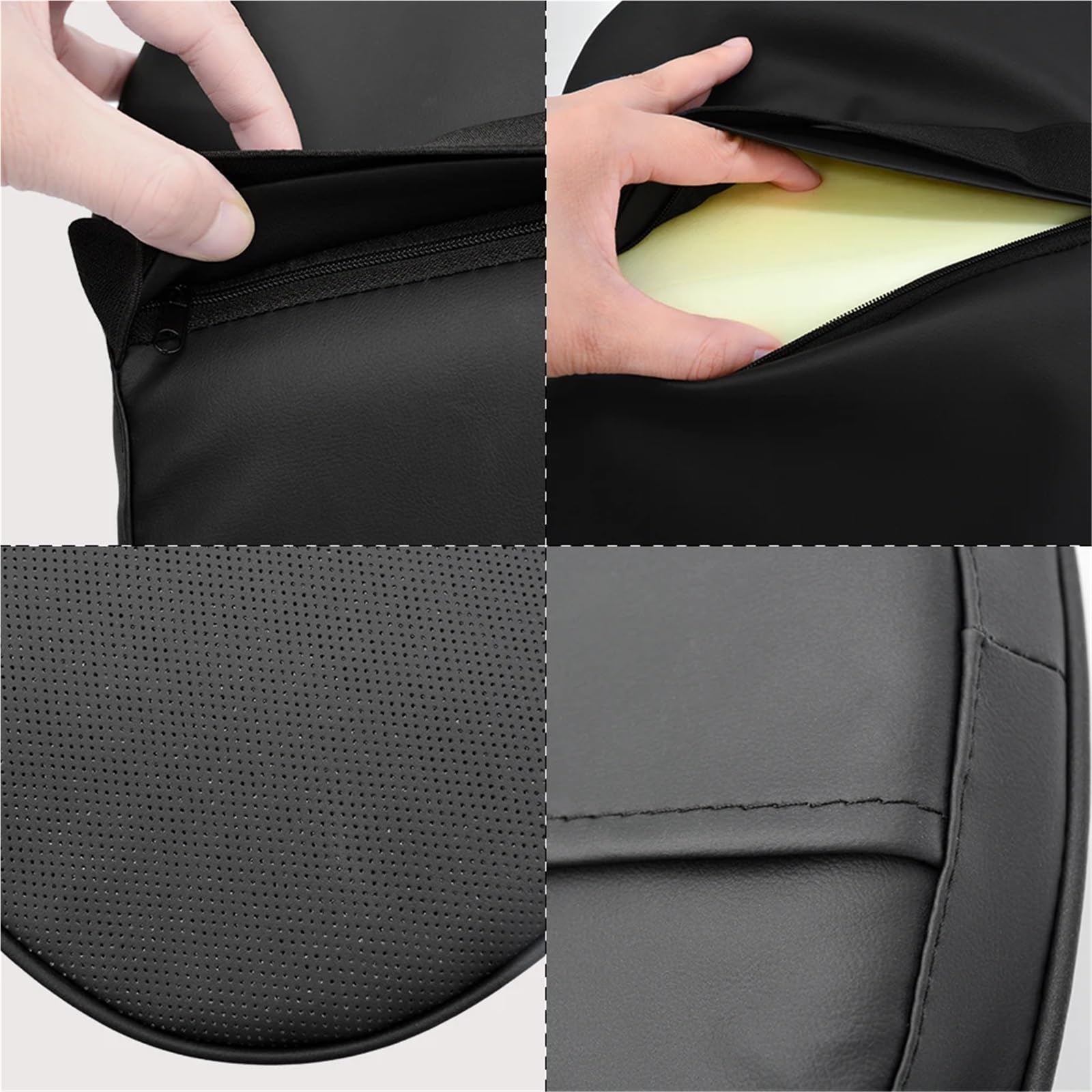 Car Pillow Driving Seat Cuscino poggiatesta per auto in memory foam 3D pelle, supporto il collo, cuscino sollievo dal dolore(Black Pillow)