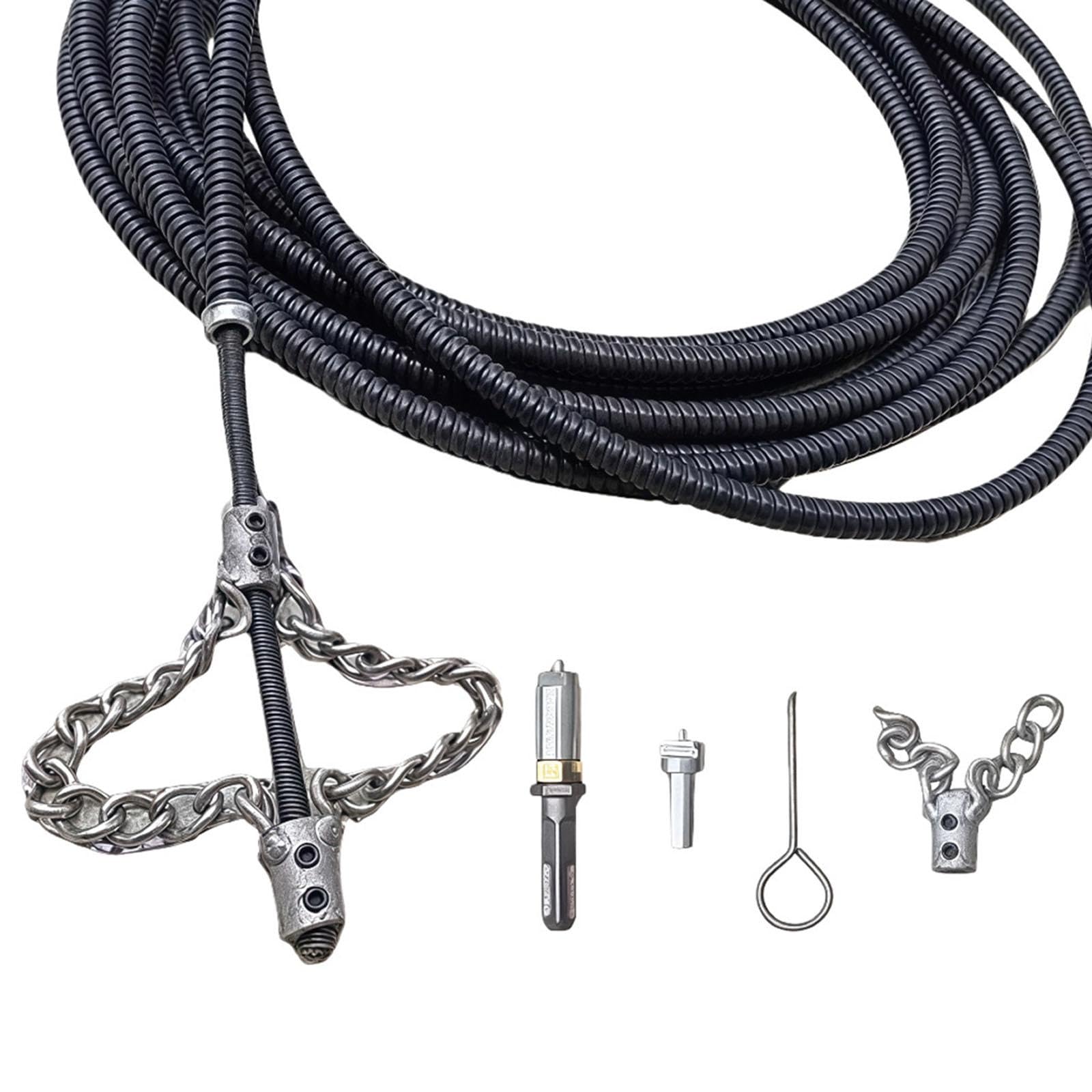 Abflussreiniger Rohrreinigungsschlange Rohrspirale Rohrreinigungswerkzeug Verstopfungsentferner Aus Stahl mit Flexiblem Schaft Und 16mm Federverstellu, 10 m