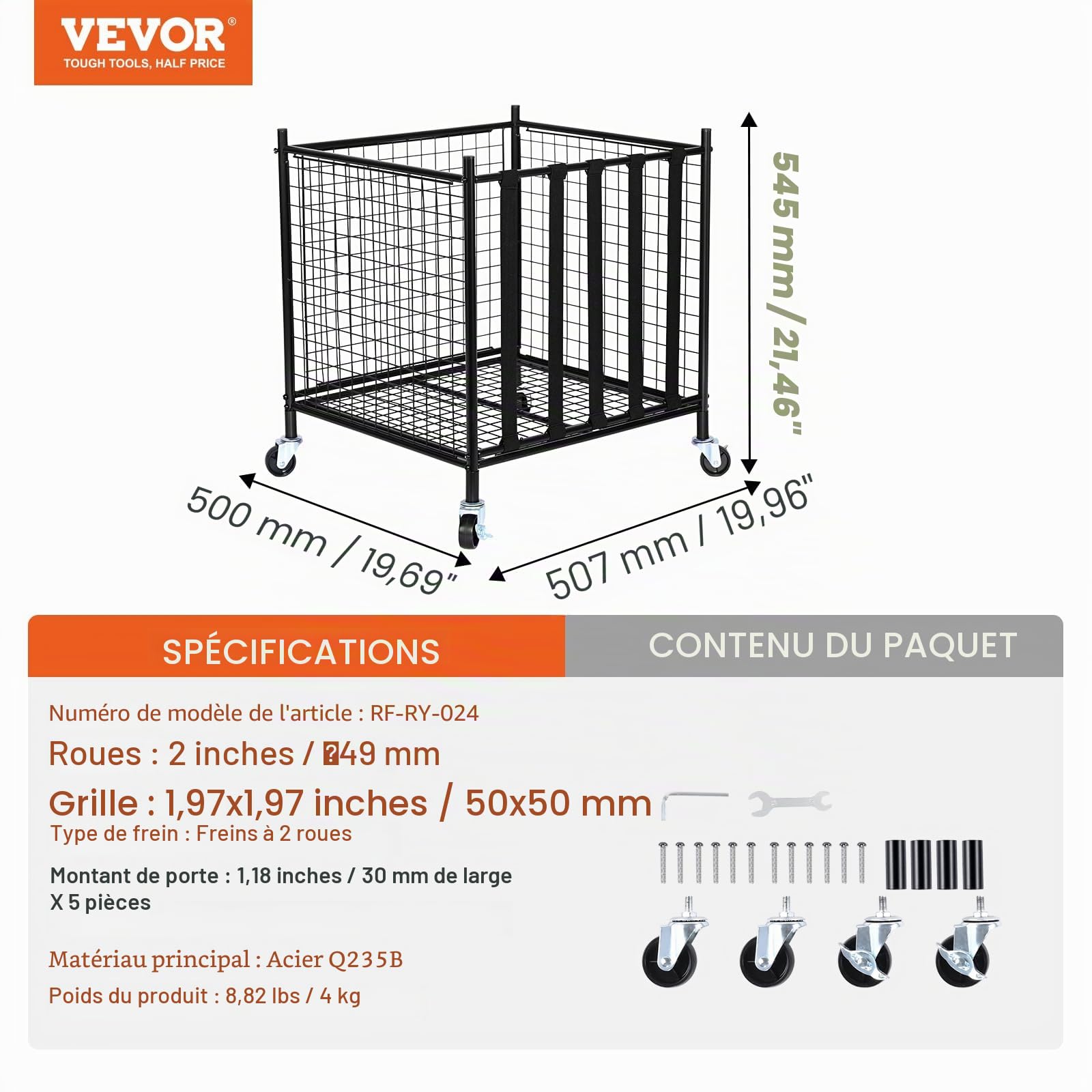 VEVOR Chariot de Rangement à Roulettes pour Ballons de Sport, Cage de Basket-Ball Verrouillable