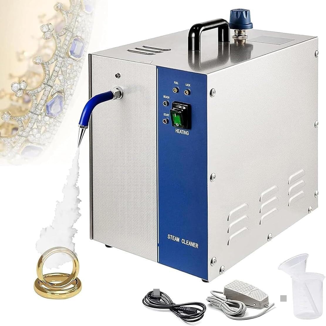 Profesjonalny biżuteria Steam Cleaner 135C Wysokociśnieniowa maszyna ze stali nierdzewnej do złotych srebrnych pierścieni Zegarki Protezy Głębokie czyszczenie Gem Washer 2L 4L Pojemność