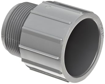 تركيب الأنابيب البلاستيكية ، محول ، الجدول 80 ، رمادي ، 1-1 / 2 "NPT Male x Slip Socket