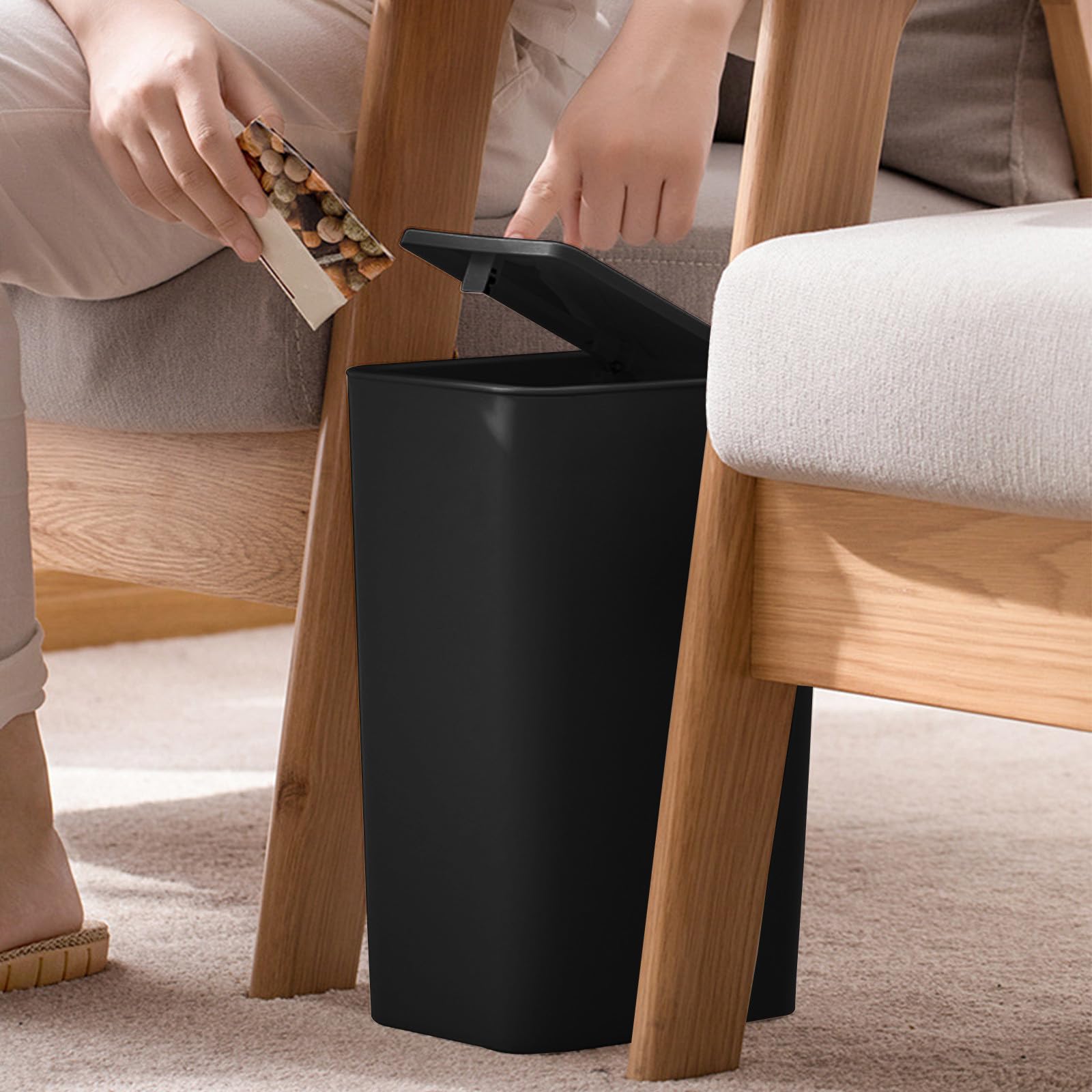 Bathroom Trash Can with Lid, Small Plastic Trash Bin Waste Basket, Protable Garbage Can with Lid for Toilet, Bedroom, Office, Garbage Can with Press Top Lid Todays Deals