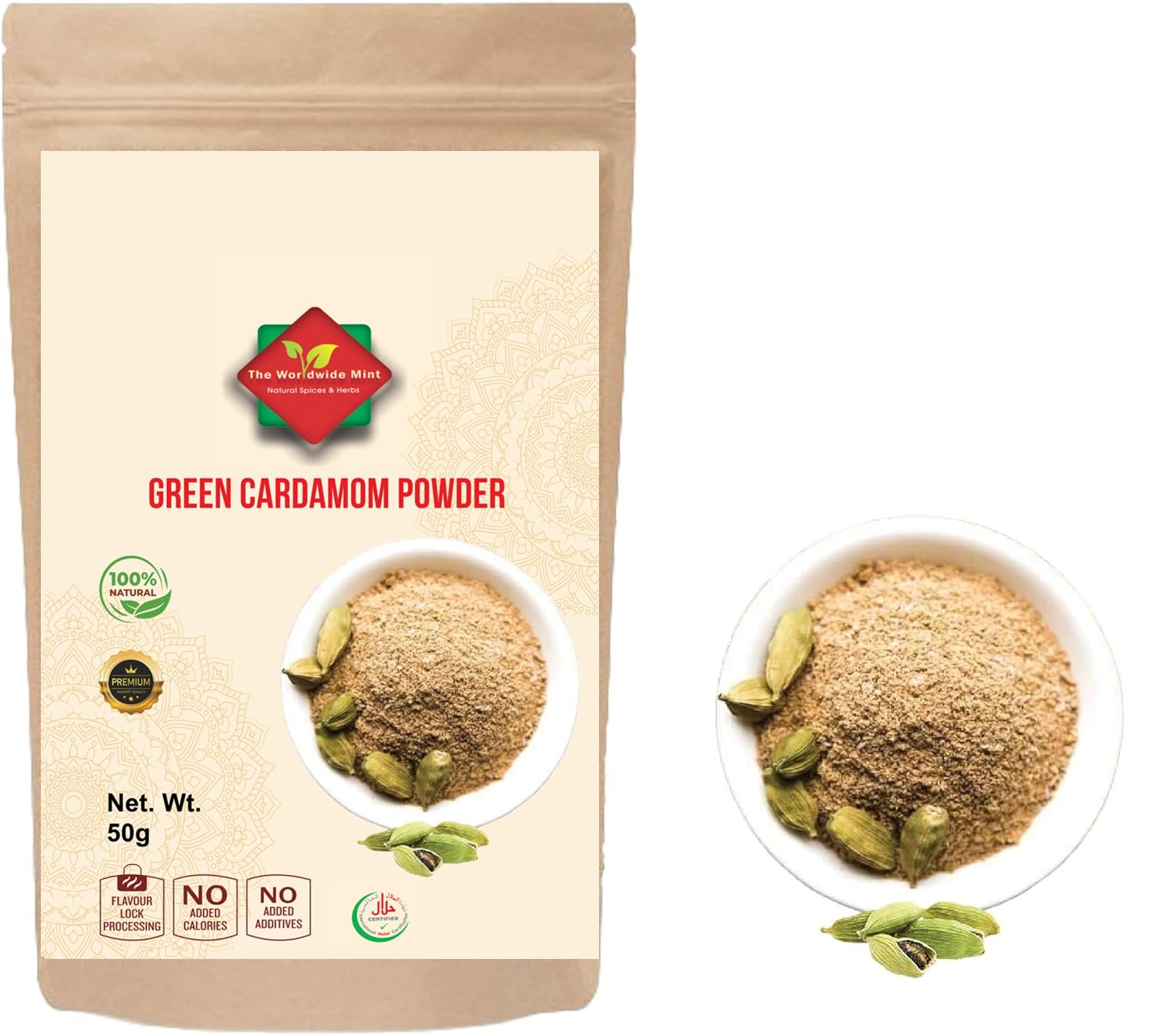 – Green Cardamom Powder l Ground Green Cardamom l Vegan Green Cardamom Powder |Hari Elaichi Powder l 100% Natural l Premium Quality l Vegan l No Additives |No Preservatives| Gluten Free| (50G)
