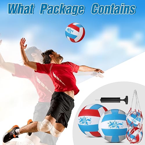 Miniatura 3 de Jenaai Paquete de 2 pelotas de voleibol de agua para piscina con bomba inflable, impermeable, voleibol para piscina con cubierta suave, bolas de