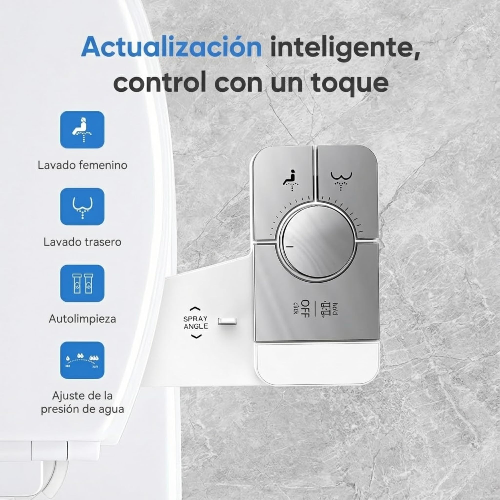 Bidé para WC No Eléctrico - Boquilla Dual de Autolimpieza para Lavado Frontal y Trasero, Accesorio Bide de Fácil Instalación Asiento de Inodoro Rociador de Agua Fria con Presion Ajustable