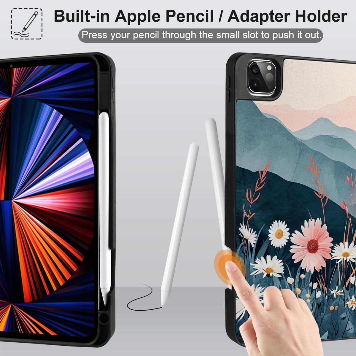 DONGKE Case for iPad Pro 12.9 inch 6th Generation 2022, Built-in Pencil Holder + Trifold Stand + Auto Wake/Sleep + Protective Cover for iPad Pro 12.9 5th/4th/3rd Gen - Daisie