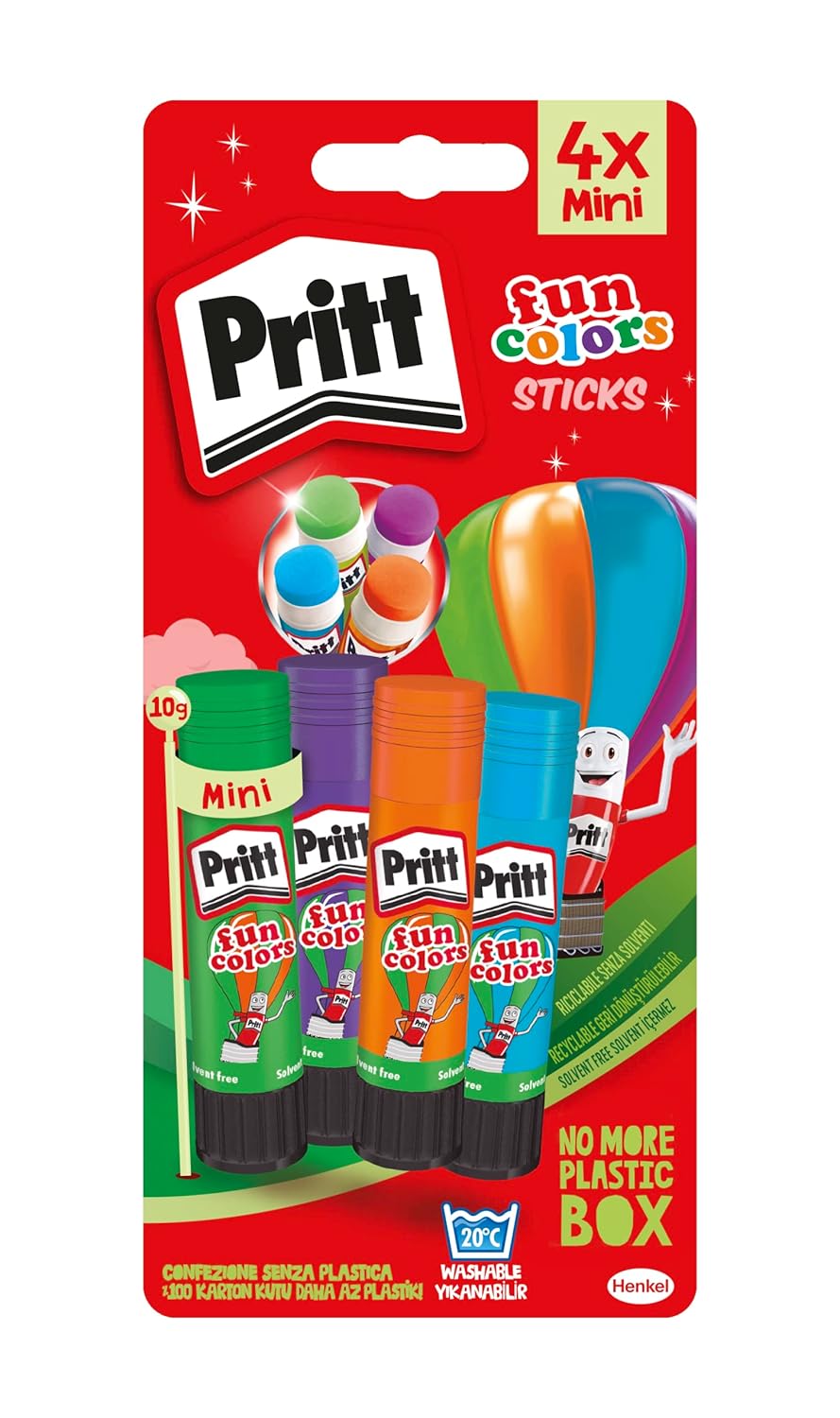 Pritt Rainbow Coloured Glue Sticks, Safe&ChildFriendly Glue for Arts