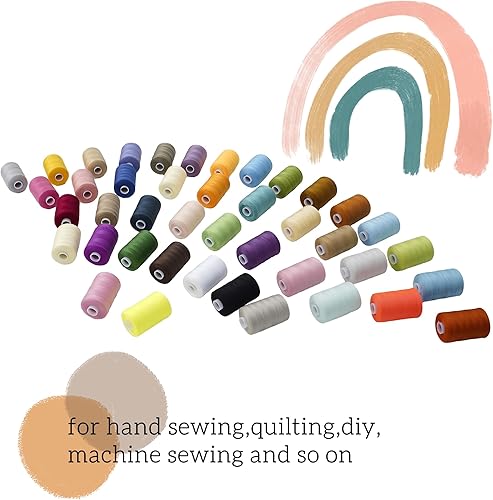Miniatura 4 de LRDCREEE Kit de hilo de coser multiusos, 42 colores, poliéster para máquina de coser, surtido de 1000 yardas cada carrete para coser a mano,