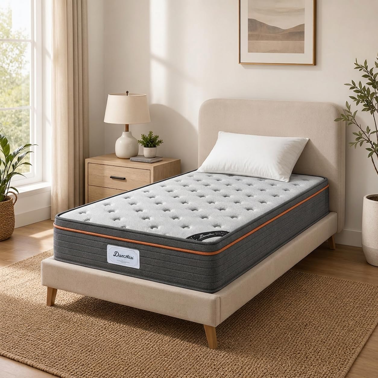10 Inch Twin Size Hybrid Mattress, Medium Firm Individually Wrapped Pocket Spring, Quiet Motion Isolation, Reinforced Edge Support, CertiPUR-US Breathable Mattress for Home Bedroom Guest Room
