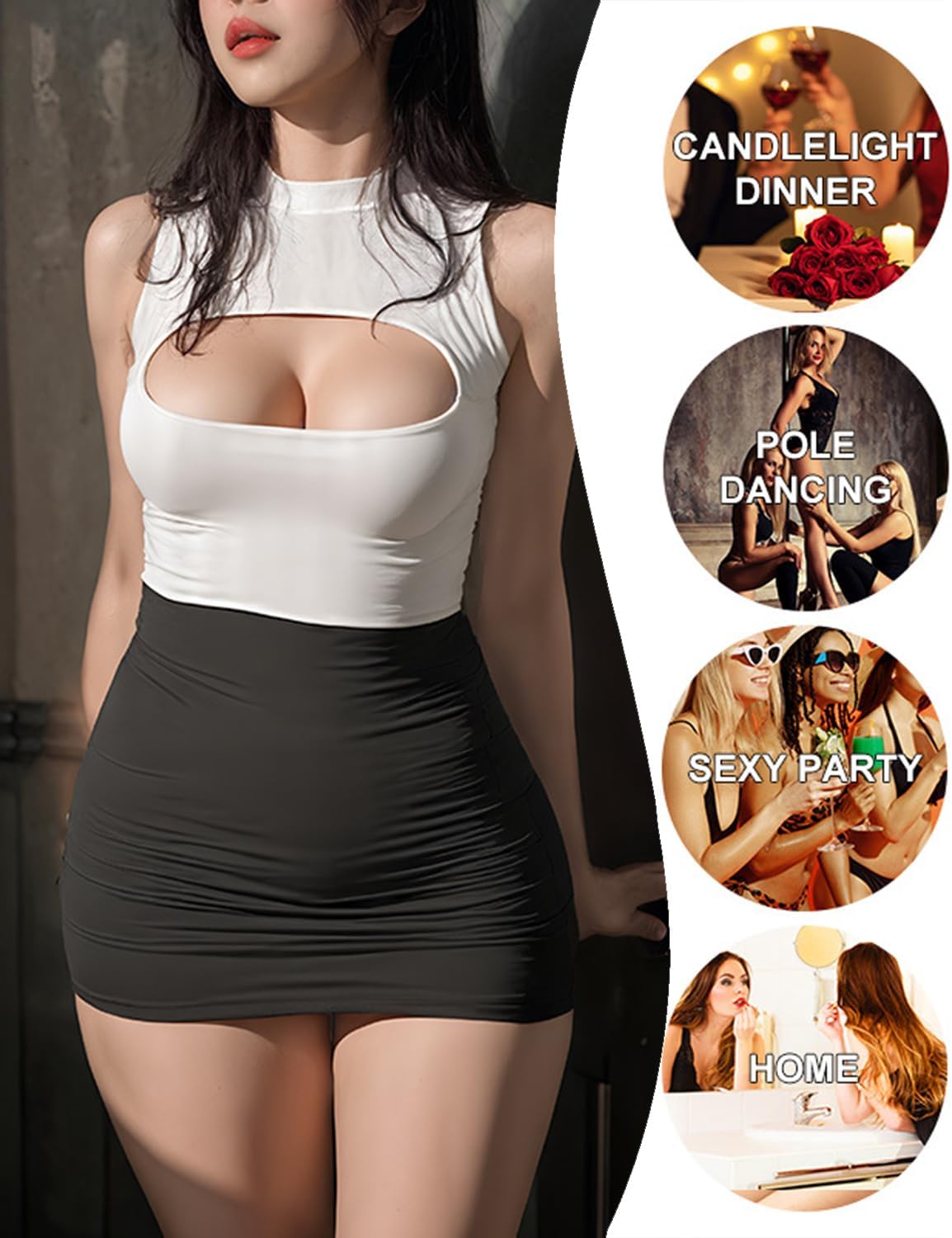 BIGFOX Sexy Secretary Outfit for Women Sexy Teacher Lingerie Stretchy OL Uniform Teacher Cosplay Costume Teddy Office Lady Fancy Dress Women's Exotic Costumes with Thong and Stockings