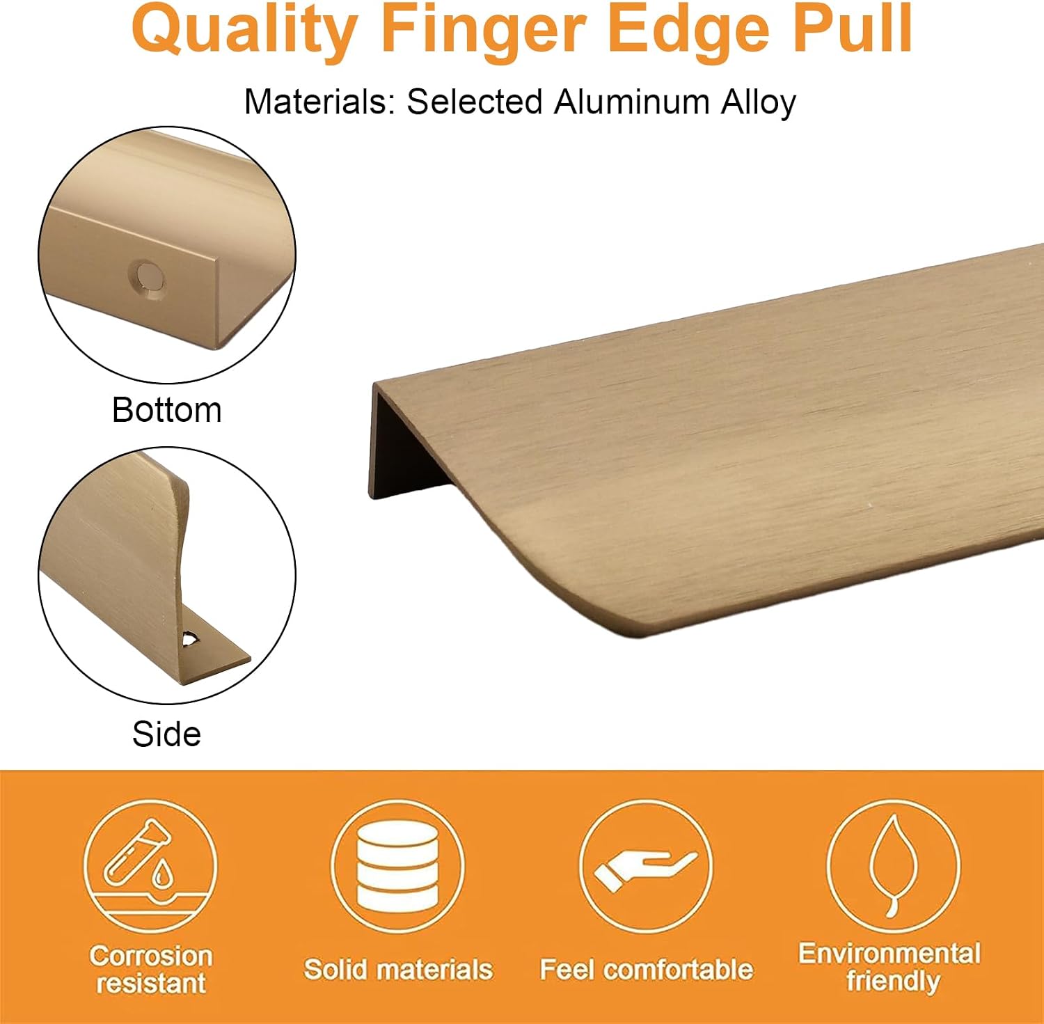 MOROBOR Finger Edge Pull, 4 PCS Concealed Handle Rounded Edge Drawer Handles, Aluminum Alloy Invisible Pulls Wardrobe Handle for Cabinet Hardware Drawer, 120 mm/Bronze