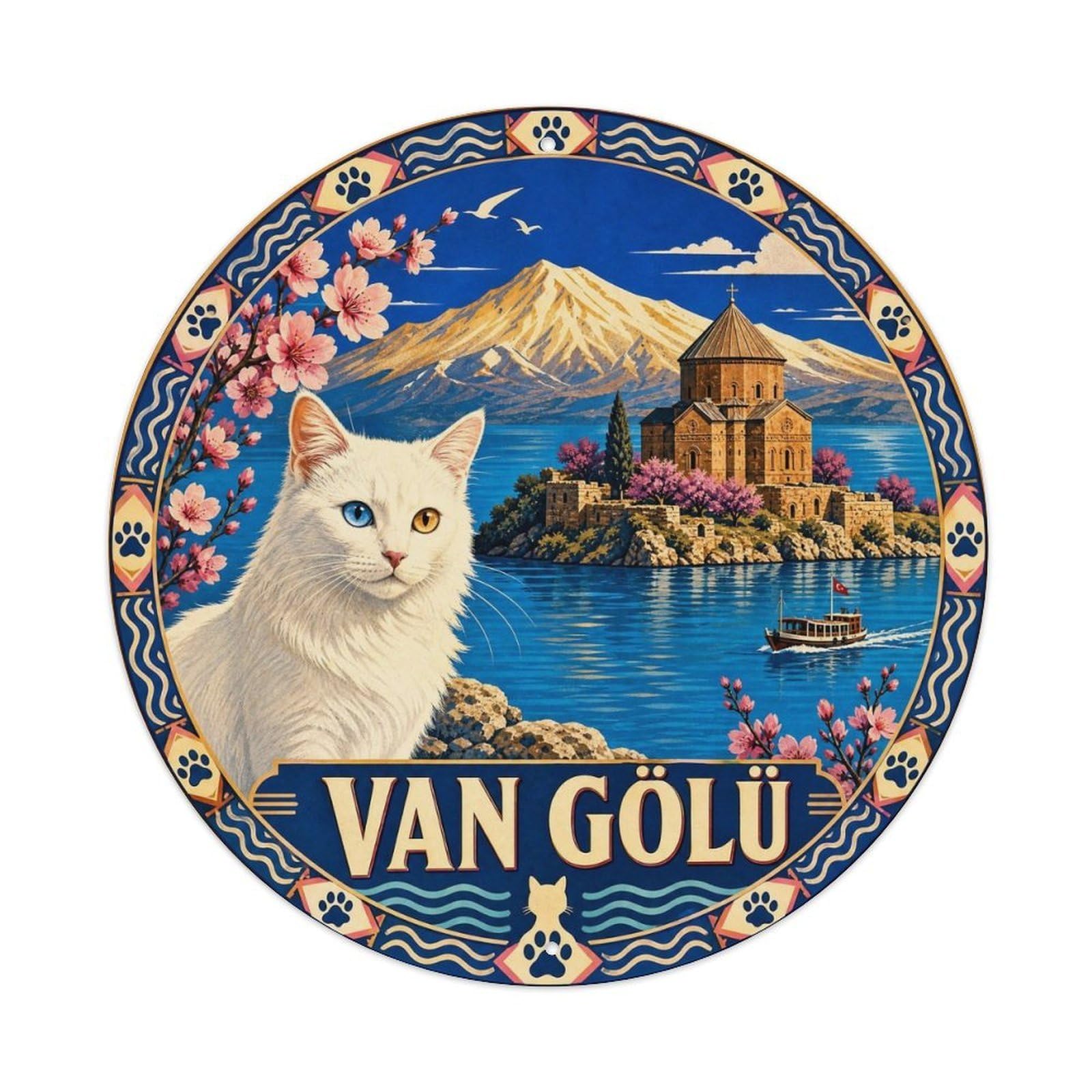 Van Lake Cat Turkey Animal Heritage Classic Graphic Metal Tin Sign