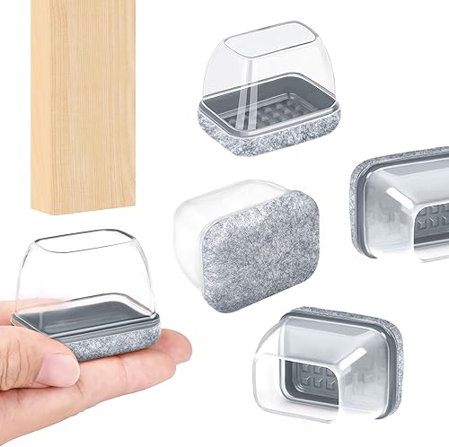 Vista 168 de Ezprotekt 24 protectores cuadrados de suelo para patas de silla con fieltro, fieltro de silicona F para suelos de madera dura, tapas de patas