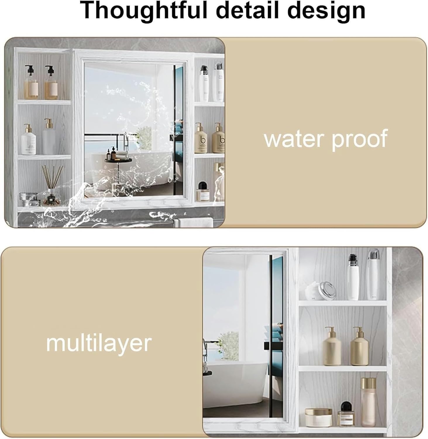 Aluminum Mirror Cabinet Bathroom Mirror Cabinet Bathroom Mirror Cabinet with Towel Rack Single Door Storage Mirror Cabinet Wall Mounted Storage Cabinet with Mirror Space Saving