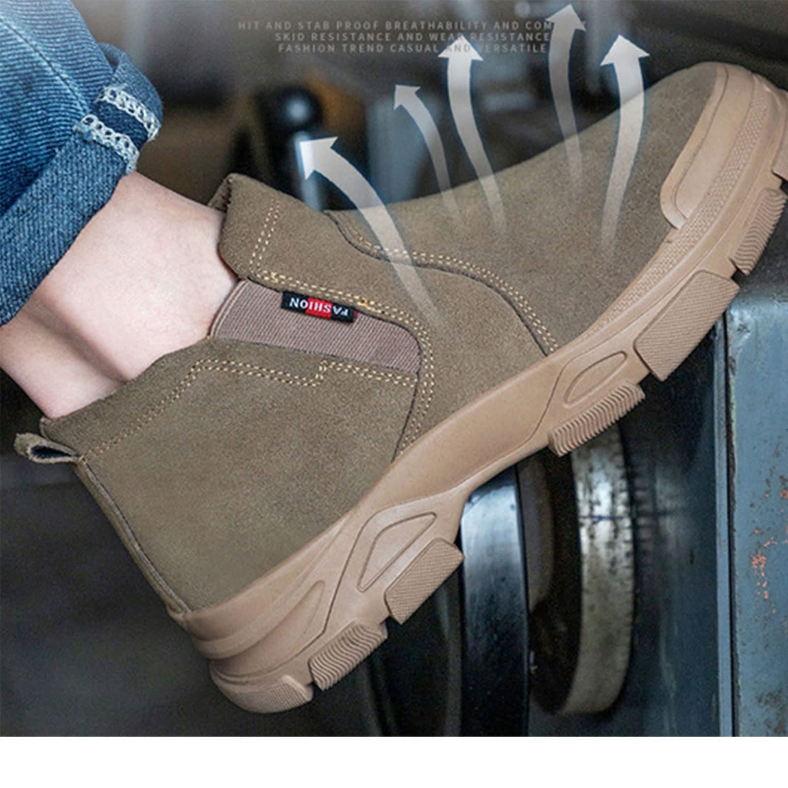 Chaussure de sécurité en daim pour hommes, chaussures de sécurité en cuir, d'ath