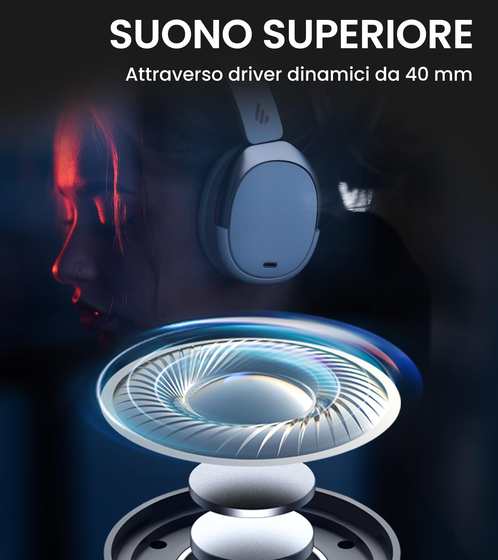 Edifier WH950NB Cuffie Cancellazione Attiva Rumore, Hi-Res Audio Wireless LDAC Codec, 55 Ore Autonomia, Google Fast Pairing per Android, EQ Custom via APP, Bluetooth V5.3 Dual Connesione, Pieghevole