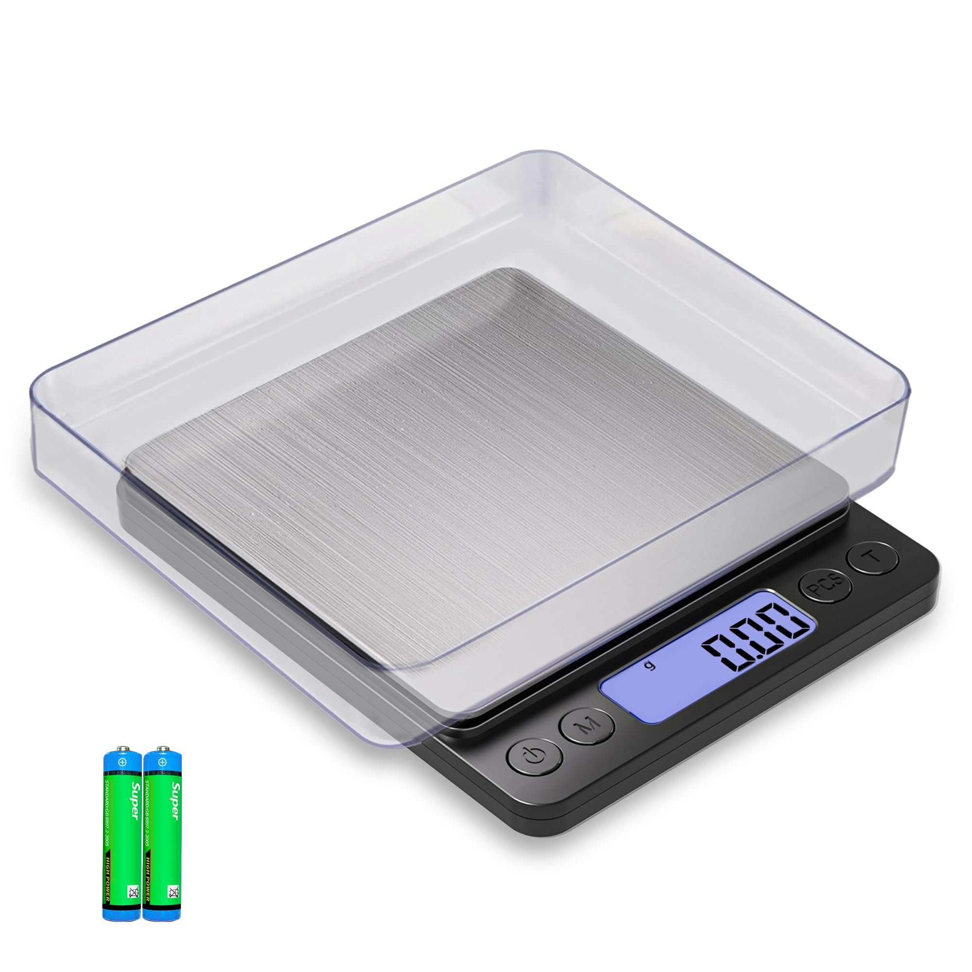 Small Gram Scale, Digital Kitchen Food Scale for Food Ounces and Grams, 500g by 0.01g Accurate, MEIYA Multifunction Digital Scale for Jewelry/Baking etc. 9 Units, Tare Function, 2 Trays, with Battery