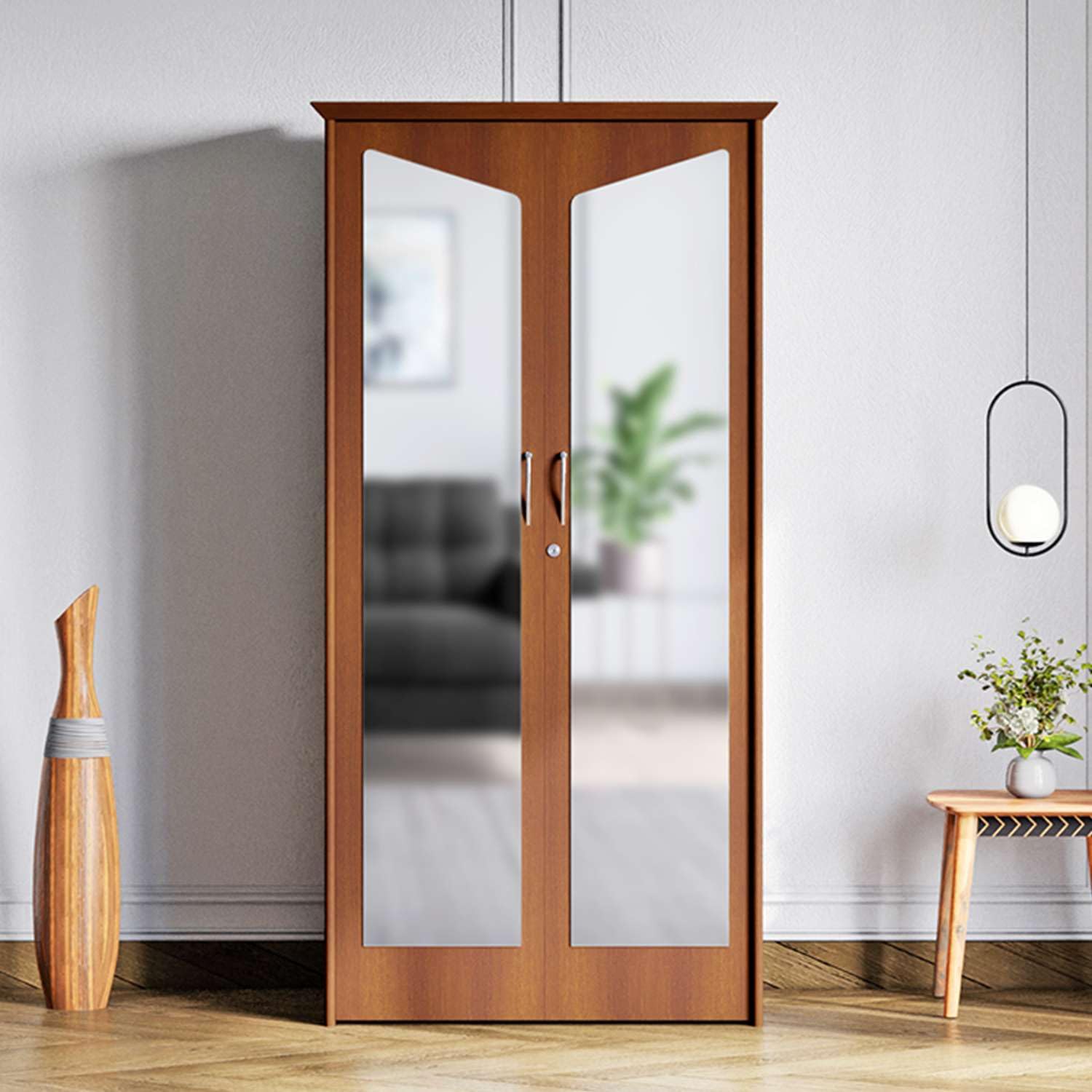GODREJ INTERIO Wardrobe Adriana 2-Door Engineered Wood Wardrobe for Clothes with Mirror (Walnut), 1-Year Warranty, 4 Shelves, 1 Drawer-picture-10