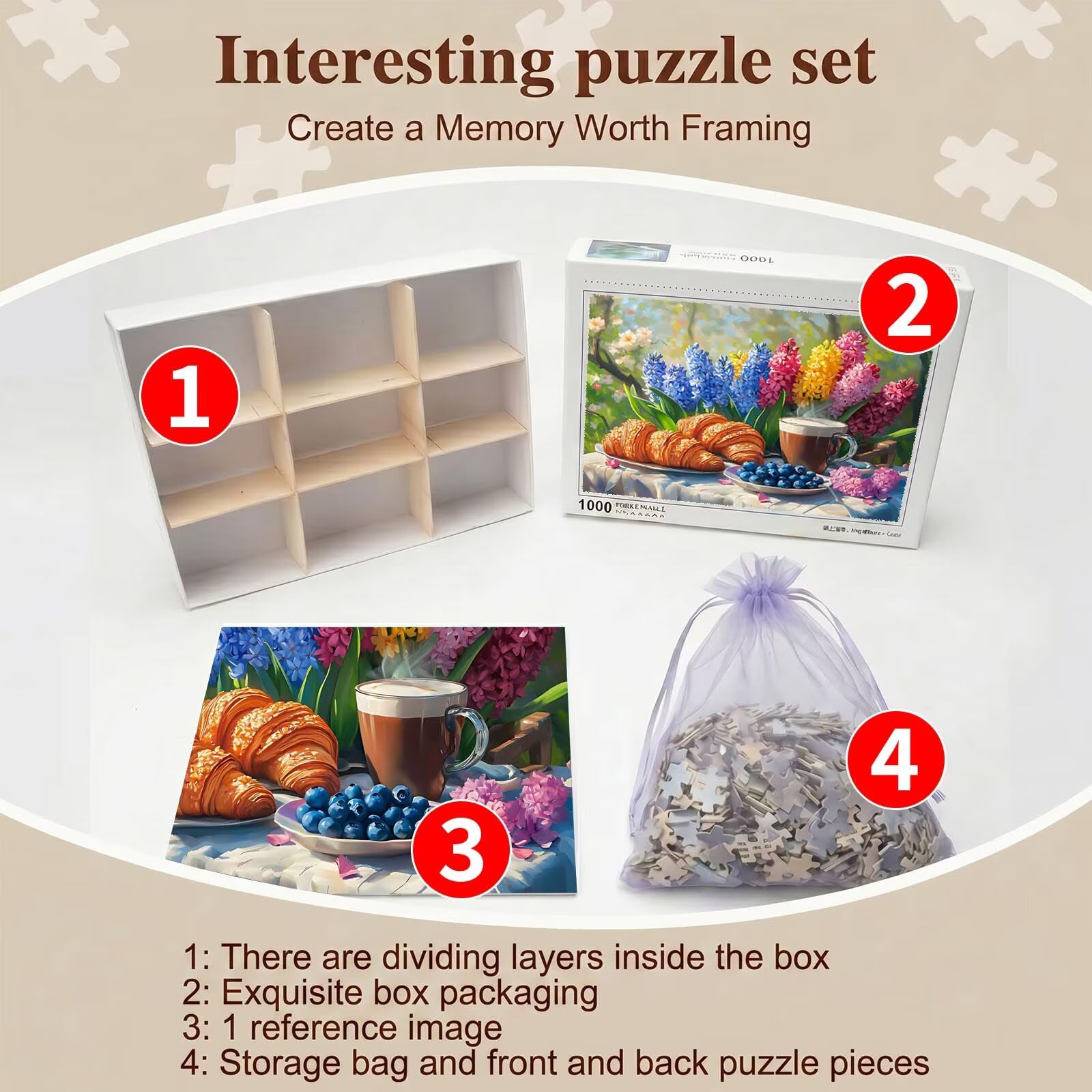 Cartone animato pane Puzzle 1500 Pezzi per Adulti, Puzzle in Legno - Collezione Classica con Poster Incluso - Sfida di Concentrazione e Passatempo Antistress, Gioco per Famiglia, 87 x 57 cm f0-538