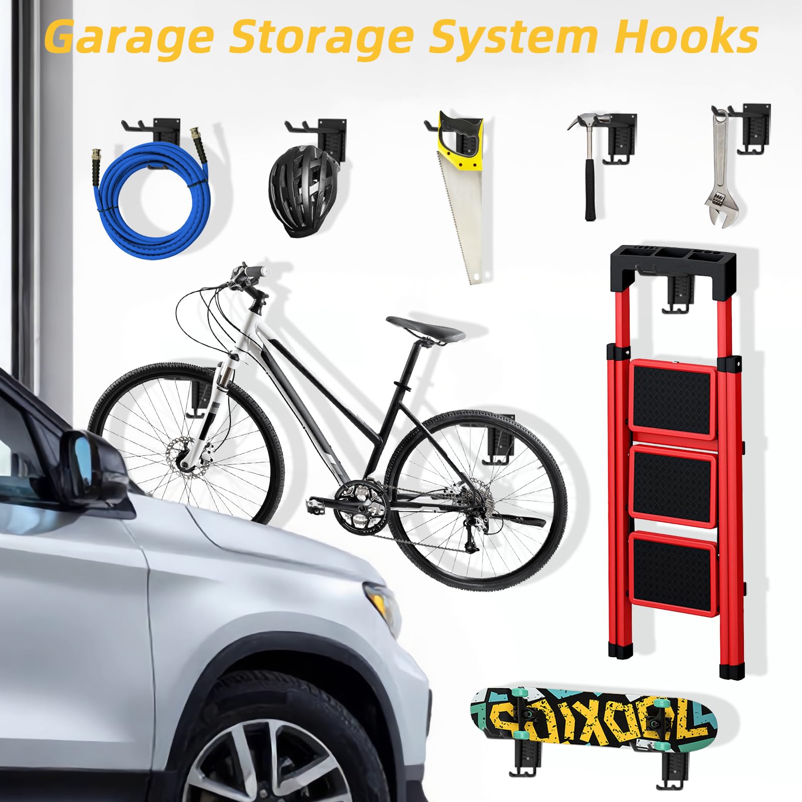 10" Lang Garagenhaken, 6 Stück Gartengeräte Werkzeughalter Wand