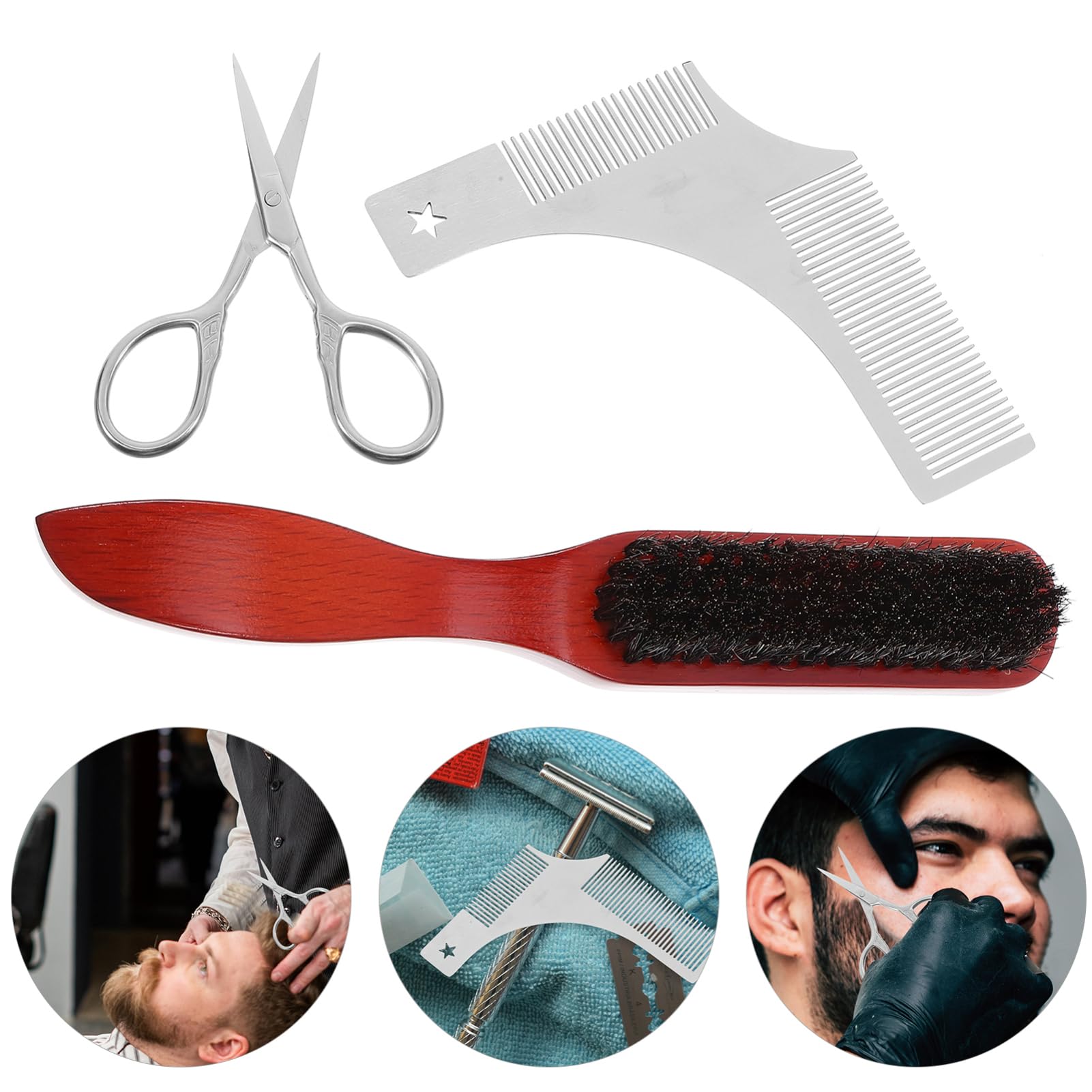 Baluue 2 Ensembles Peigne à Barbe Kit Barbe Portable Entretenir Et Tailler La Barbe Brosse à Barbe En Bois