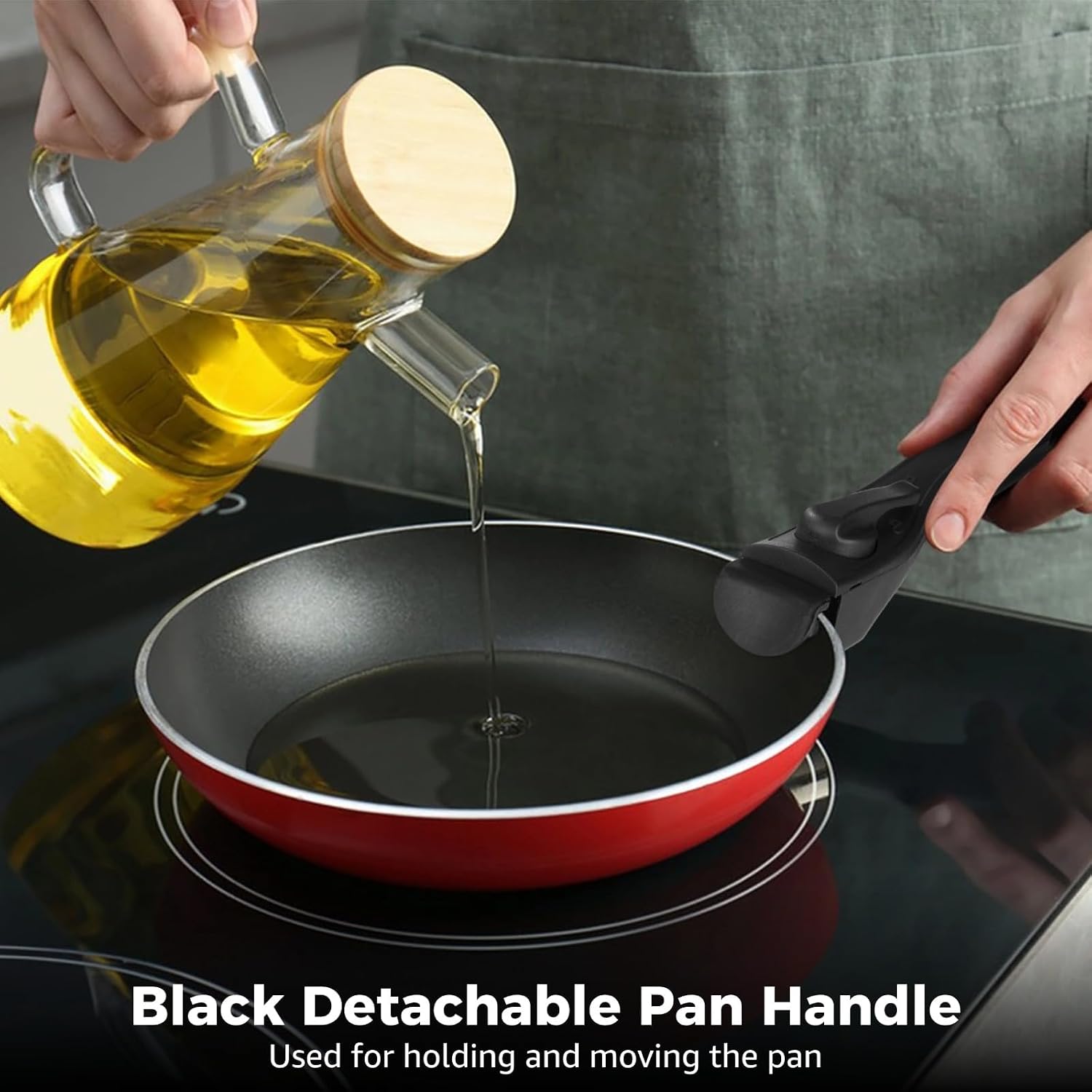 Joyibay 2 Pcs Detachable Pan Handle, Black Plastic Removable Handle with Heat Insulation, Universal Replacement for Frying Pans, Pots & Skillets, 7.5 x 1.6 in