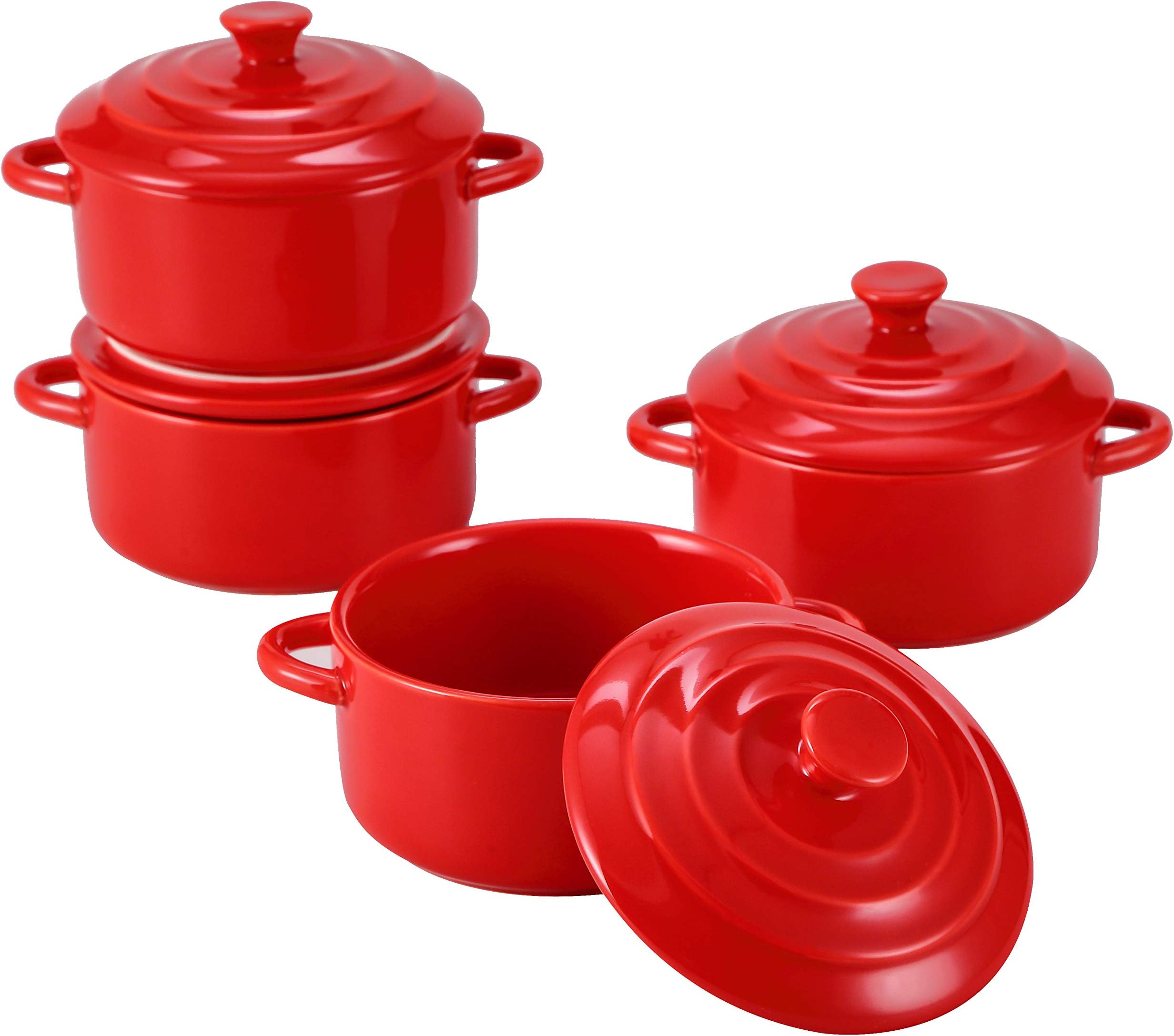 Amazon.com: AVLA 4 Pack Porcelain Ramekins, 9 OZ Mini Casserole Bowl ...