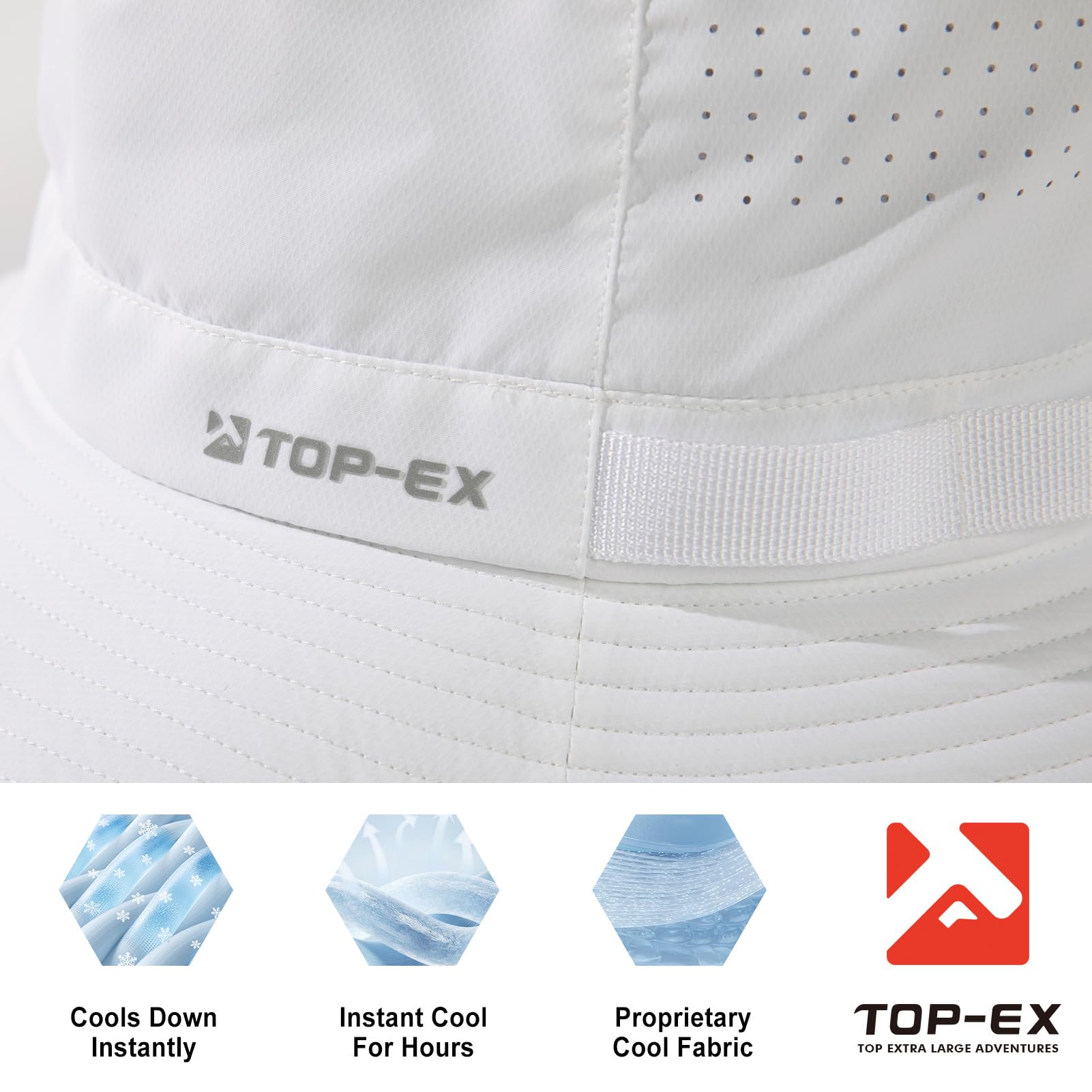 TOP-EX Chapeau de pêcheur rafraîchissant pour homme - Respirant - Protection UV - Chapeau d'été pour femme - Chapeau d'extérieur avec large bord pliable - Chapeau safari