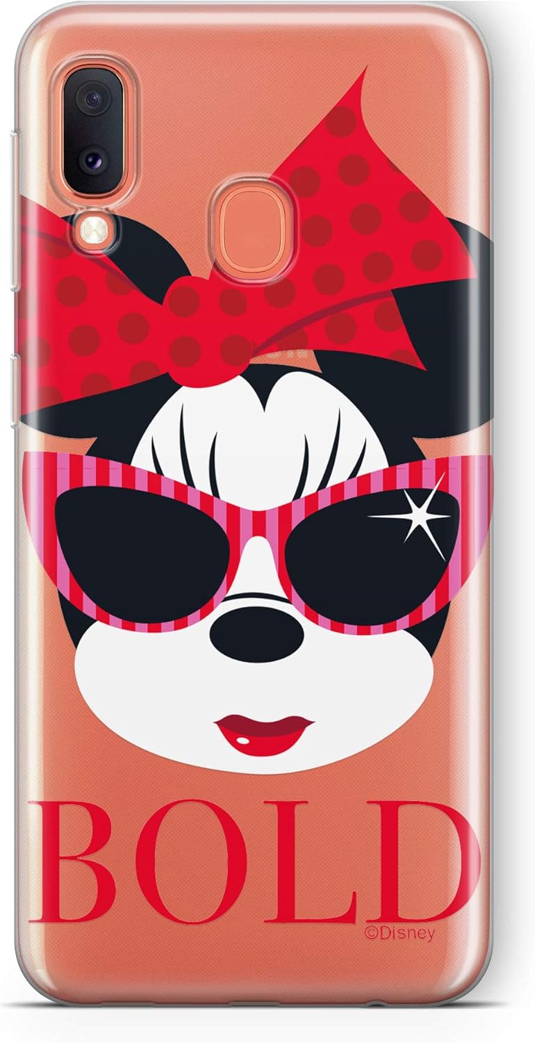 ERT GROUP Original Disney Mickey and Minnie TPU Case for Samsung Galaxy A20e, Liquid Silicone Cover, Flexible and Slim, Protective for Screen, Shockproof and Anti-Scratch Phone Case