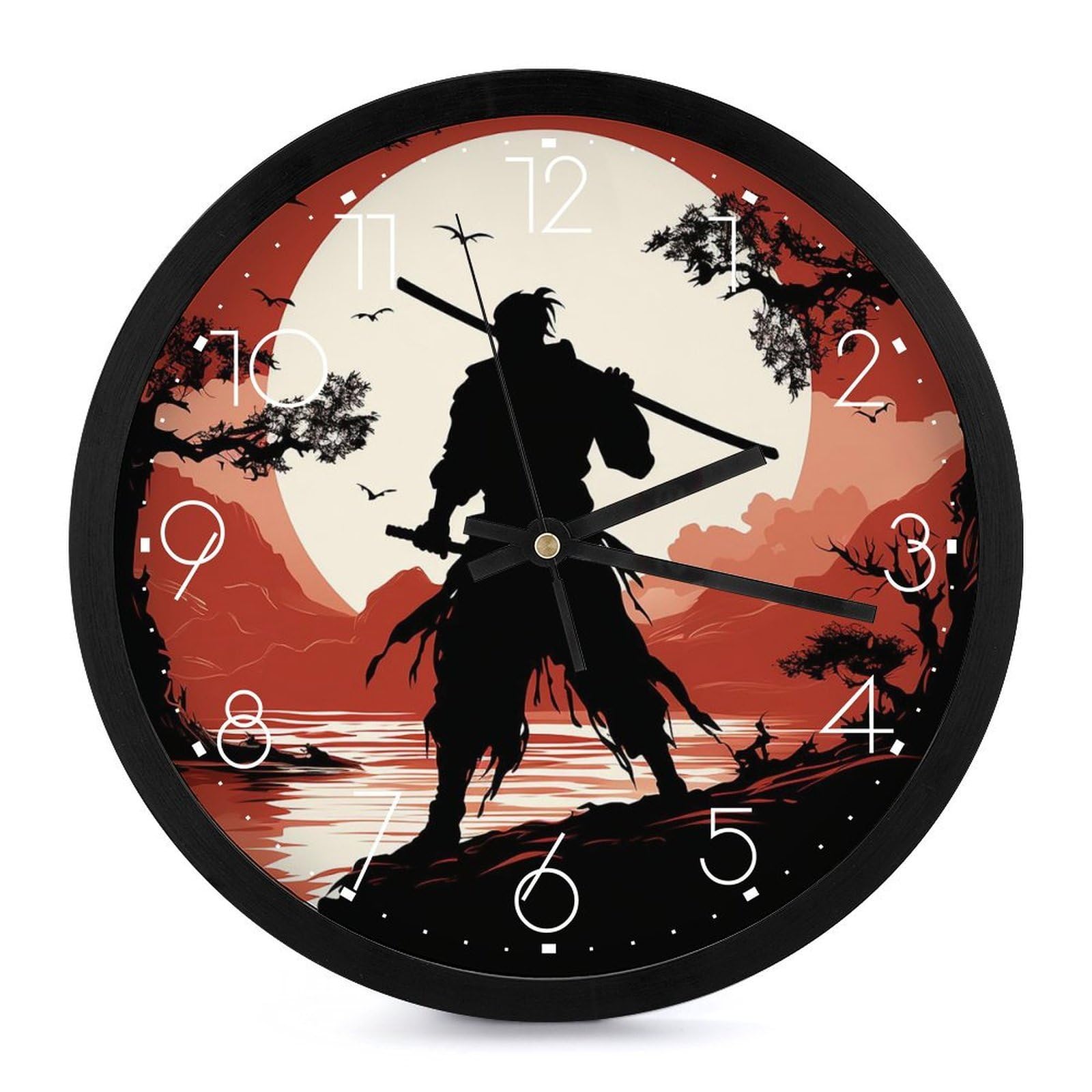 Horloge murale à piles avec grands chiffres pour salon zen