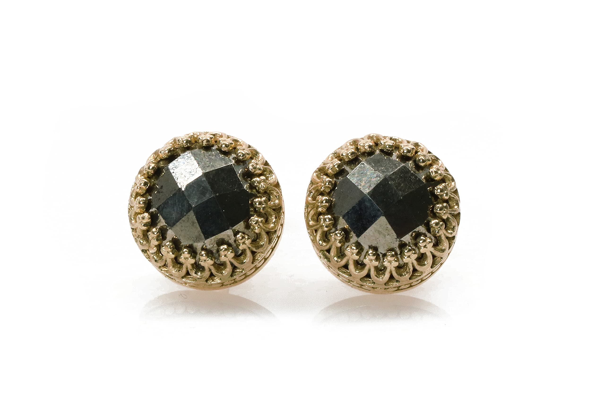 Gemma Orecchini per Donne - Pyrite Oro Orecchini a Perno - Regali Damigella di Onore, Prom Gioielli, Orecchini per Tutti i Giorni - Confezione Regalo Inclusa
