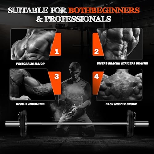 Miniatura 6 de Barra olímpica de 57 pulgadas, barras rectas estándar de 2 pulgadas para levantamiento de pesas para prensa de banco, sentadillas, empujes de