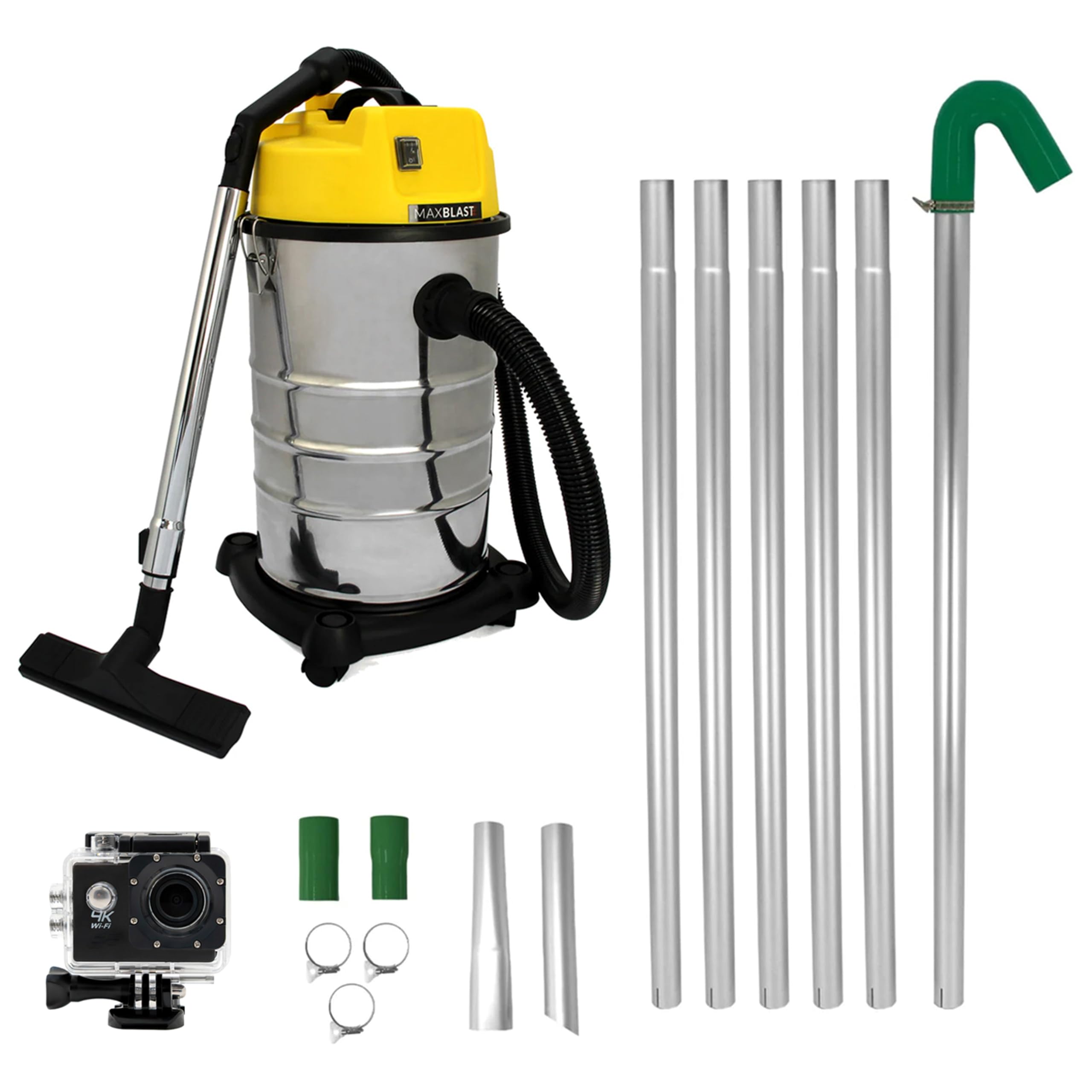 B&Q -  Gutter Cleaning System 30L Industrial Wet & Dry Hoover 24Ft Vacuum Pole Kit