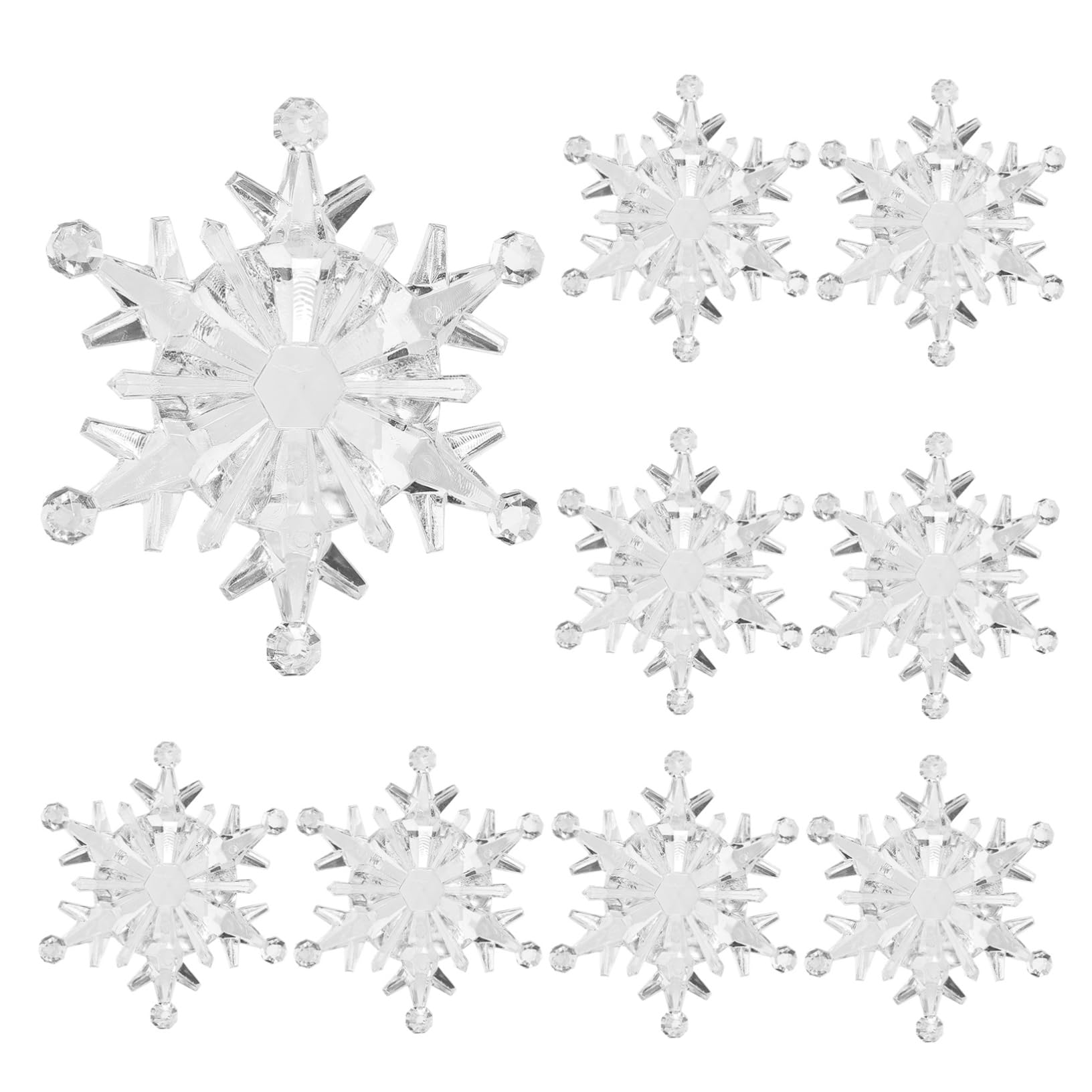Zerodeko 50 Stück Silberne Schneeflocken Hängedekorationen aus Acryl Weihnachtsbaumschmuck zum Aufhängen Schöne Weihnachtsbaum Hängedekoration für Wand und Geschenk