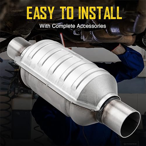 Miniatura 6 de Convertidor catalítico, 2 convertidores catalíticos universales de entradasalida de 2 pulgadas con protección térmica de ajuste directo (compatible
