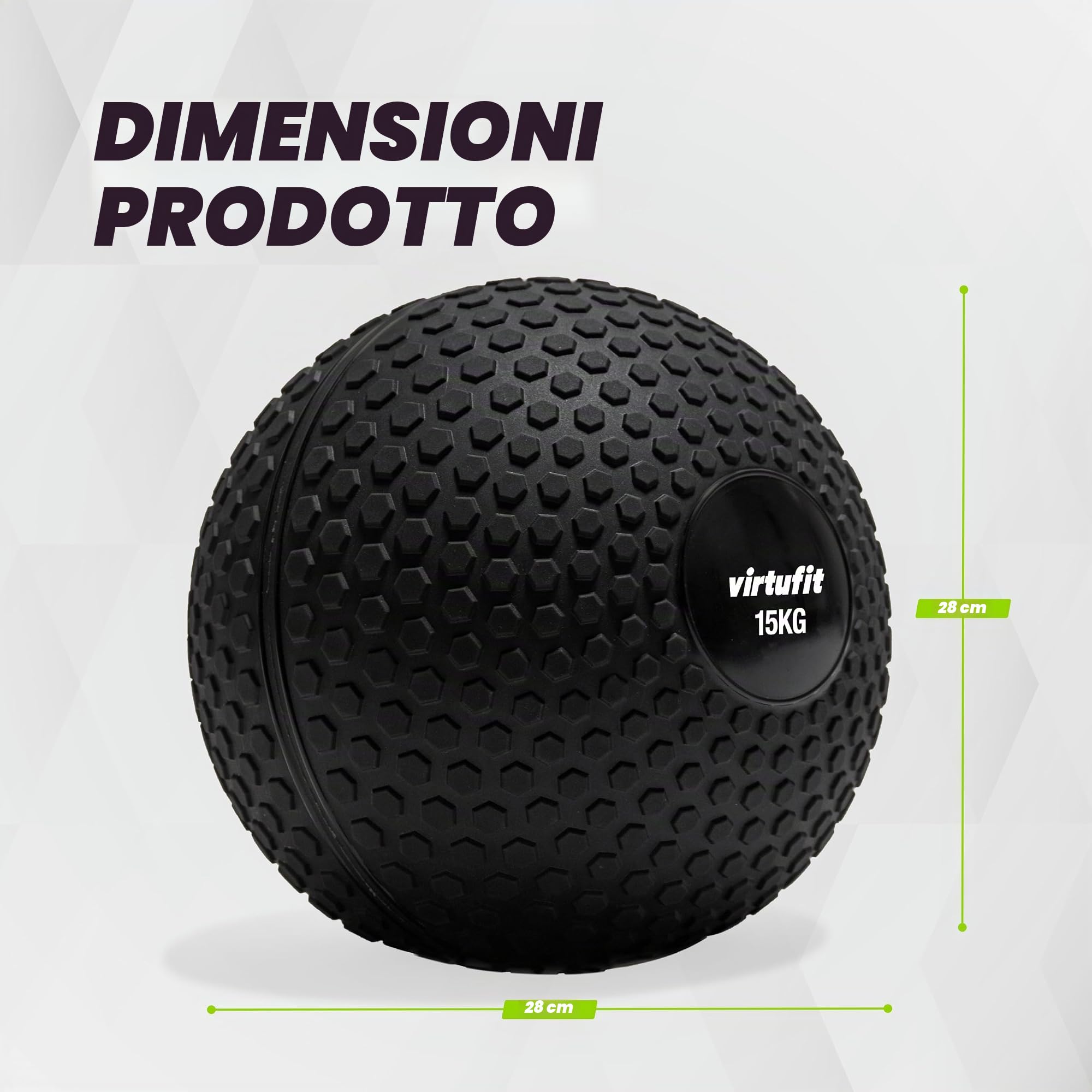 VirtuFit Slam Ball – Palla fitness – 15 kg – Nero