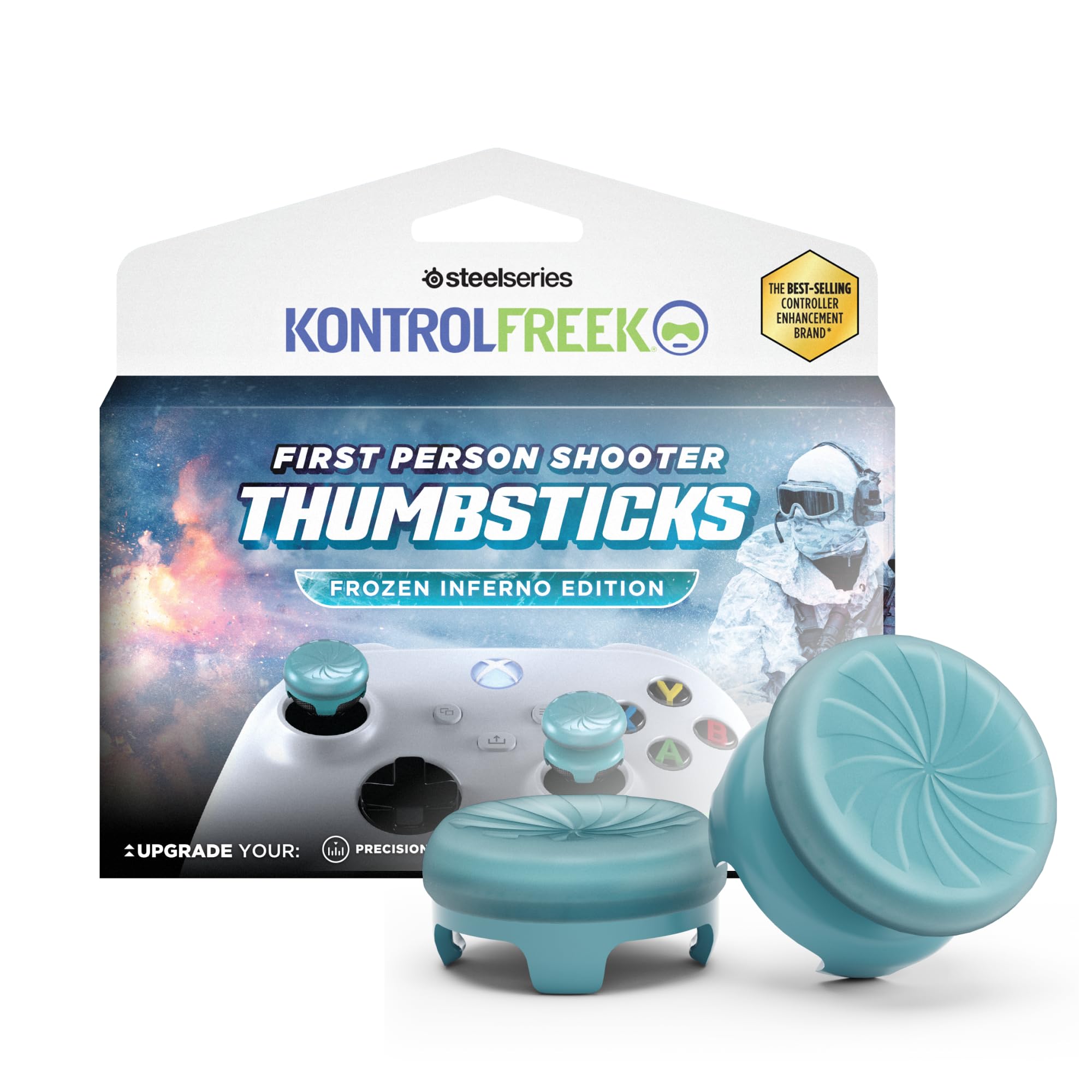 KontrolFreek First Person Shooter Thumbsticks - Frozen Inferno Edition | Ultra-Grippy Proprietärer GripTek™ | Xbox One & Xbox Series X Controller | Blau